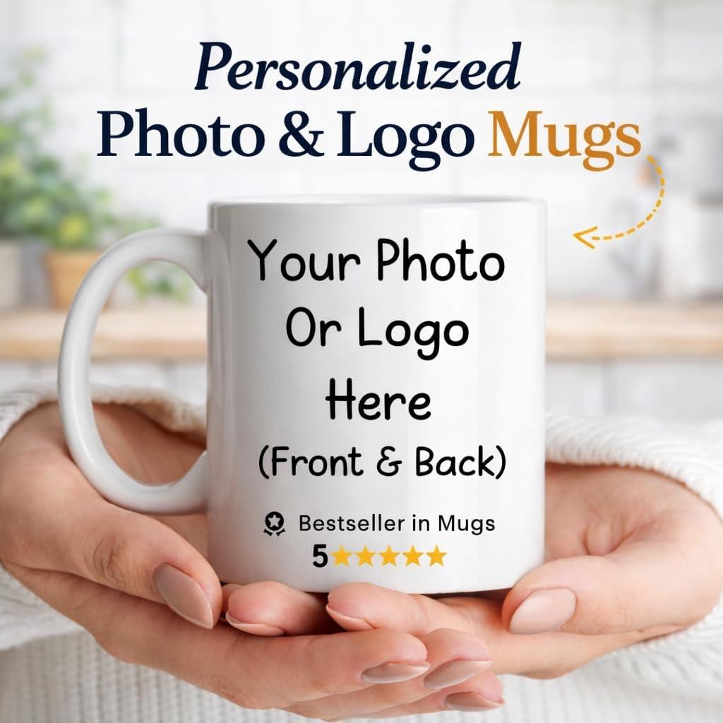 Personalized Photo Coffee Mug – Custom Picture, Text or Company Logo – Unique Gift for Mom, Dad, Friends, Pets – Birthday, Christmas, Anniversary – 11oz Ceramic Mug (Dishwasher & Microwave Safe) 2