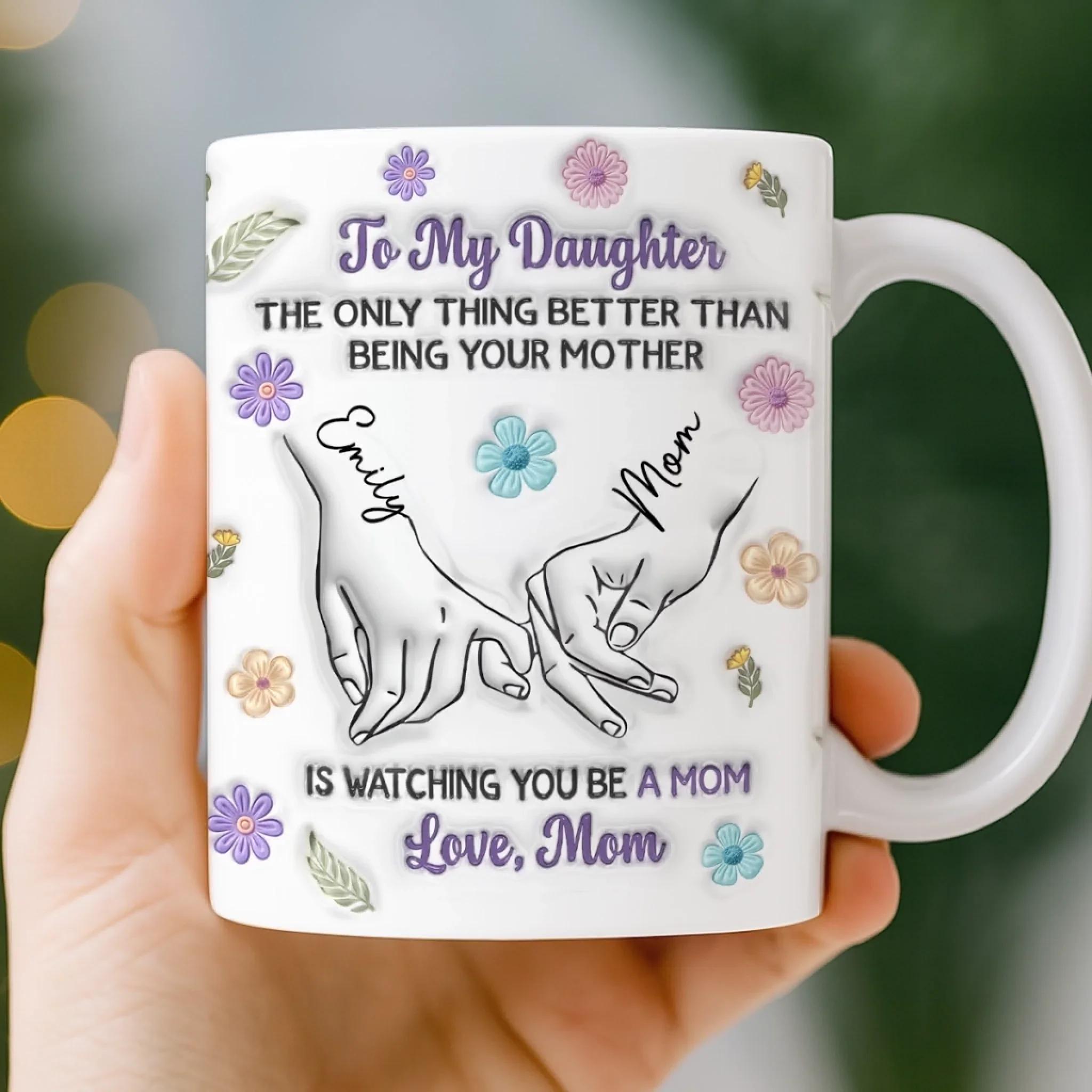 Personalized Grandkids Crossword Mug, Custom Name Diamond Coffee Cup, Mother's Day Gift, 3D Inflated Effect Print 2D Ceramic Mug, Gift For Grandma Nana Gigi 2