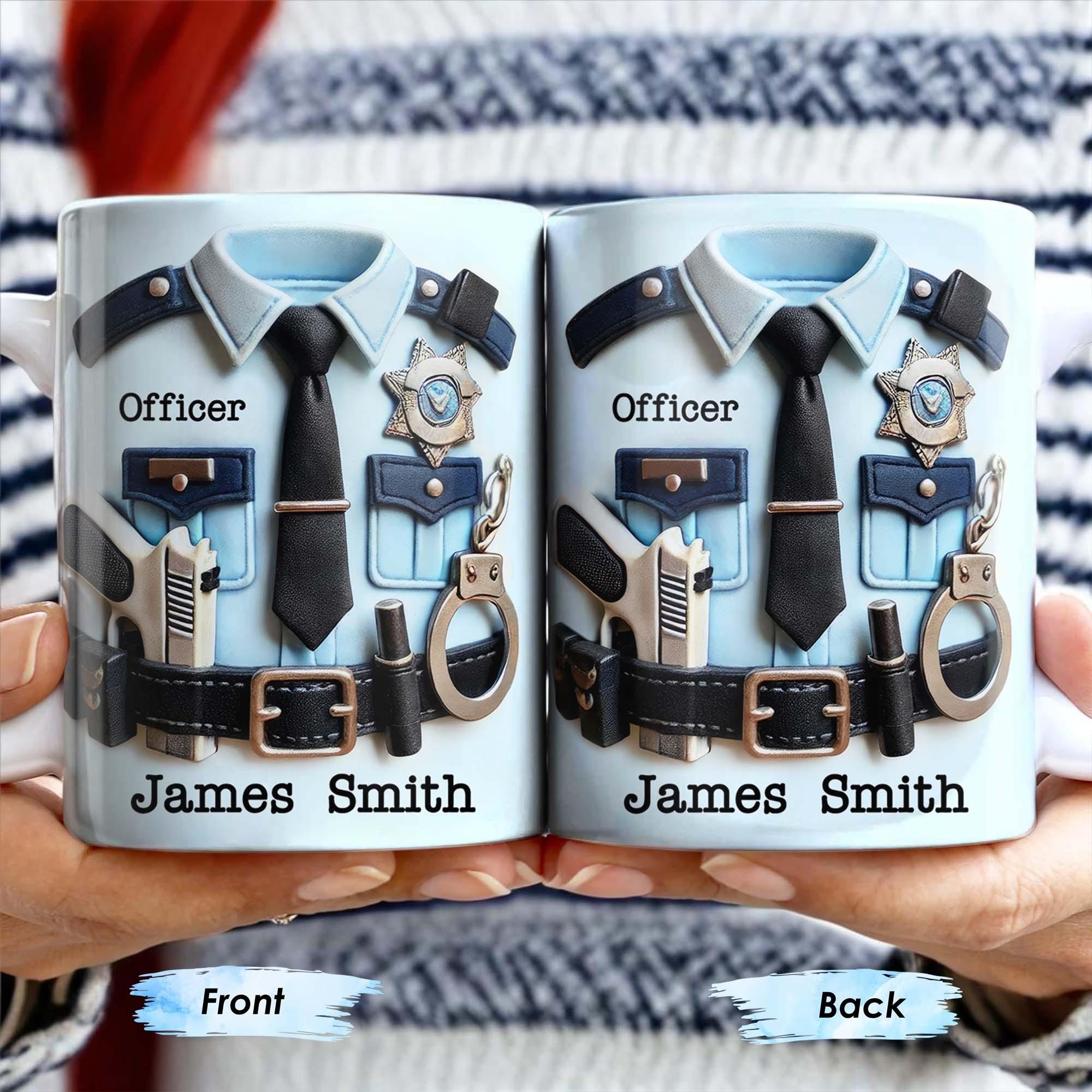 Personalized 3D Effect Police Officer Coffee Mug, Custom Name Law Enforcement Ceramic Cup, Police Academy Graduation Present 4
