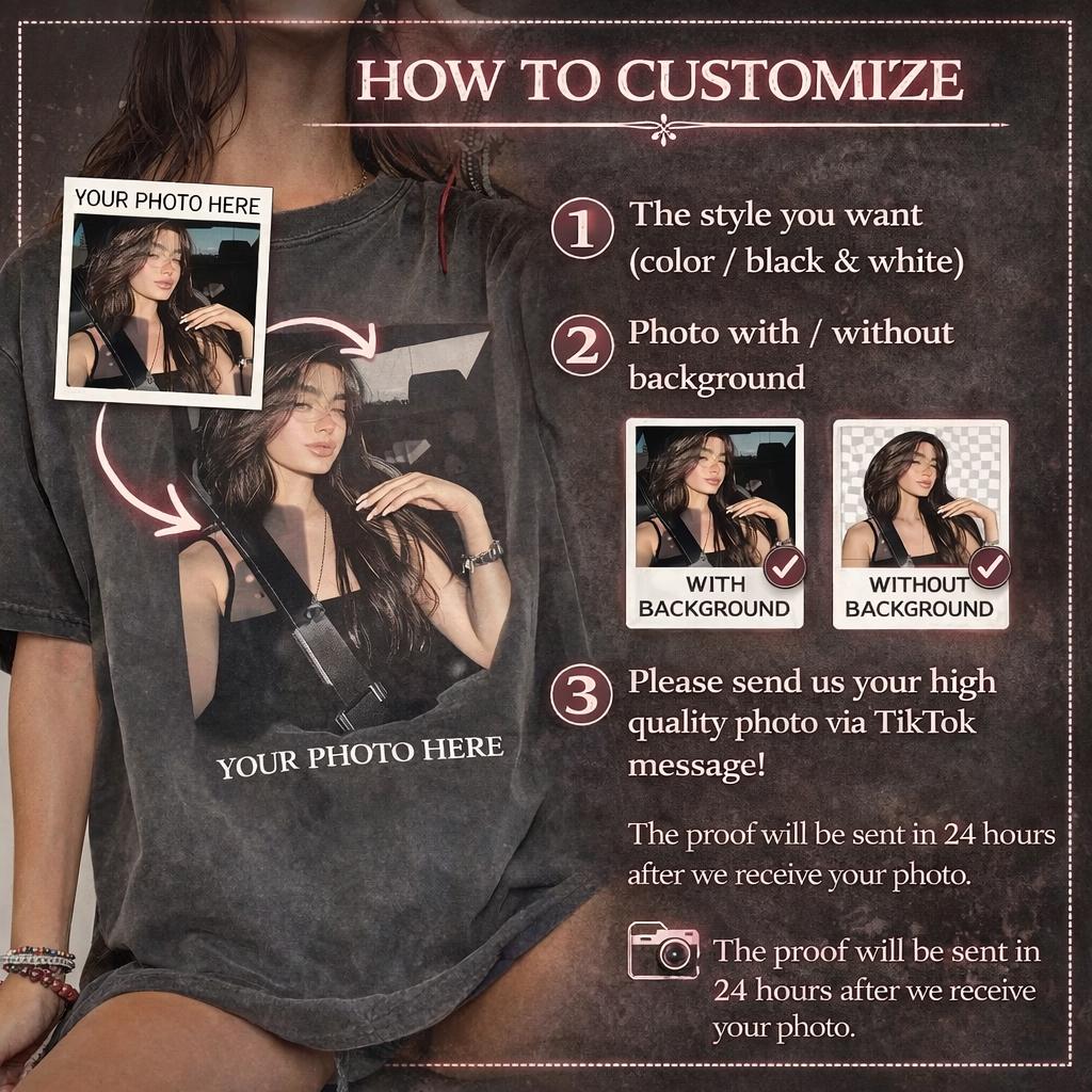 Custom Photo Vintage Wash T-Shirt, Personalized Picture Graphic Tee, Oversized Retro Boyfriend Shirt, Customized Bootleg Style Tee, Aesthetic Custom Face Gift Shirt 3