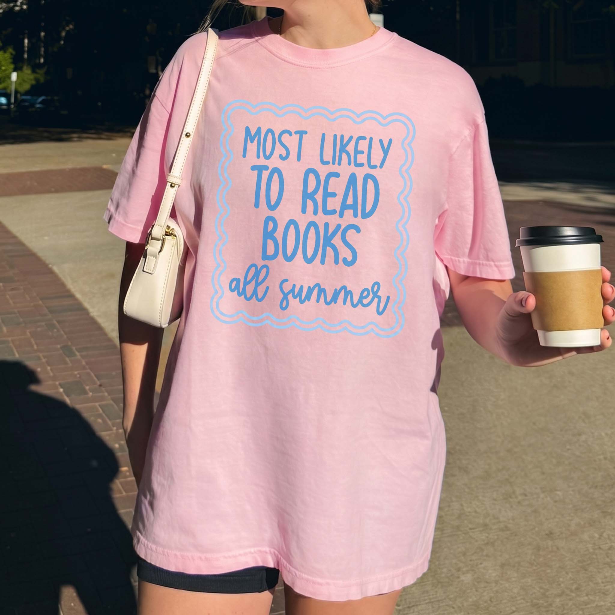 Most Likely To Be At The Beach All Summer Graphic T-Shirt For Women Last Day of School Teacher Preppy Coastal Summer Vacation Oversized T-Shirt White Cotton Casual Top Cute Beachy Ocean Lover Trendy Letter Print Fun Holiday Gift Crewneck Apparel 3