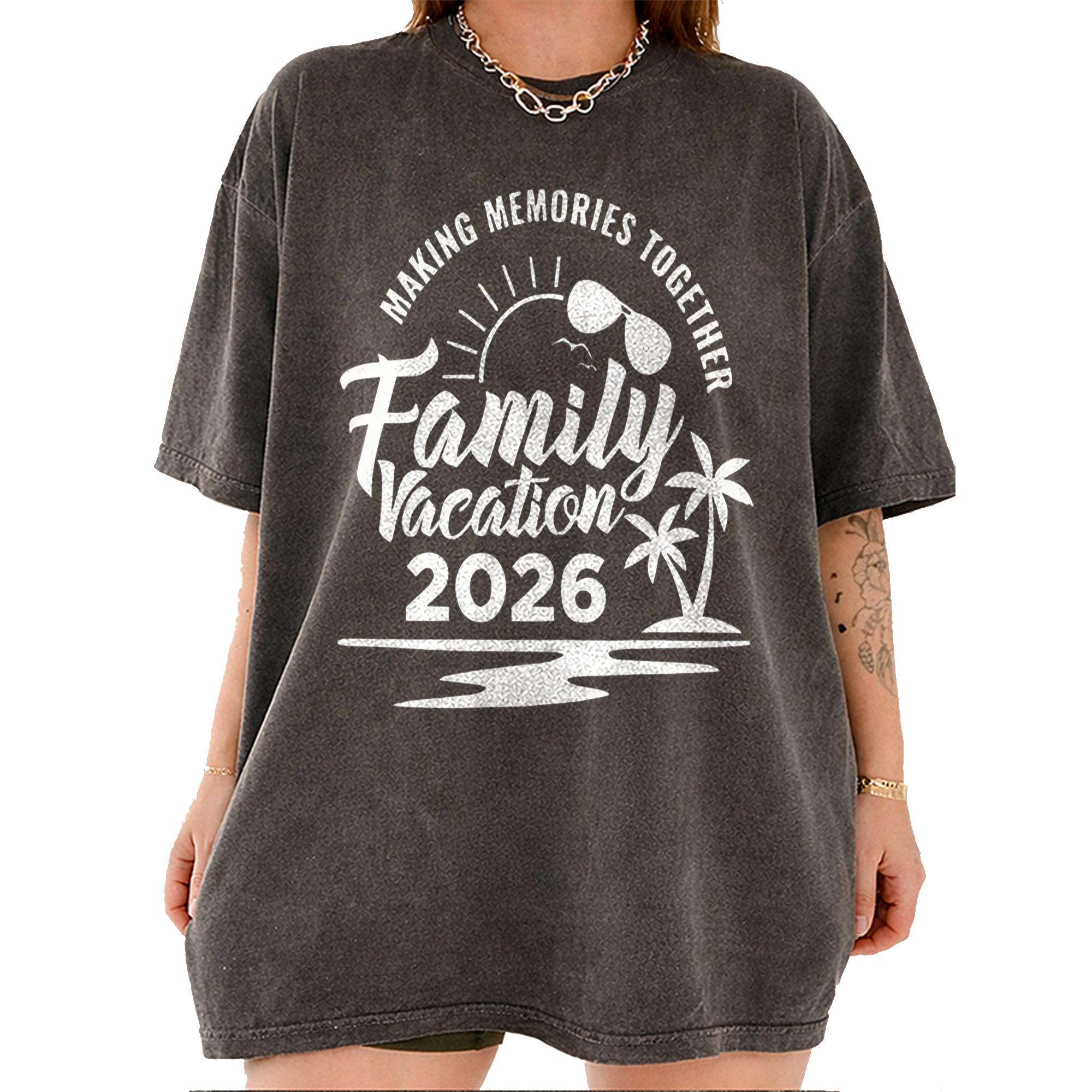 2026 Women's Vintage Ribbed Wrap Short-Sleeve Cotton Soft Casual Top T-Shirt - Breathable, Making Memories Graphic, Family Vacation Matching Apparel Gift 4