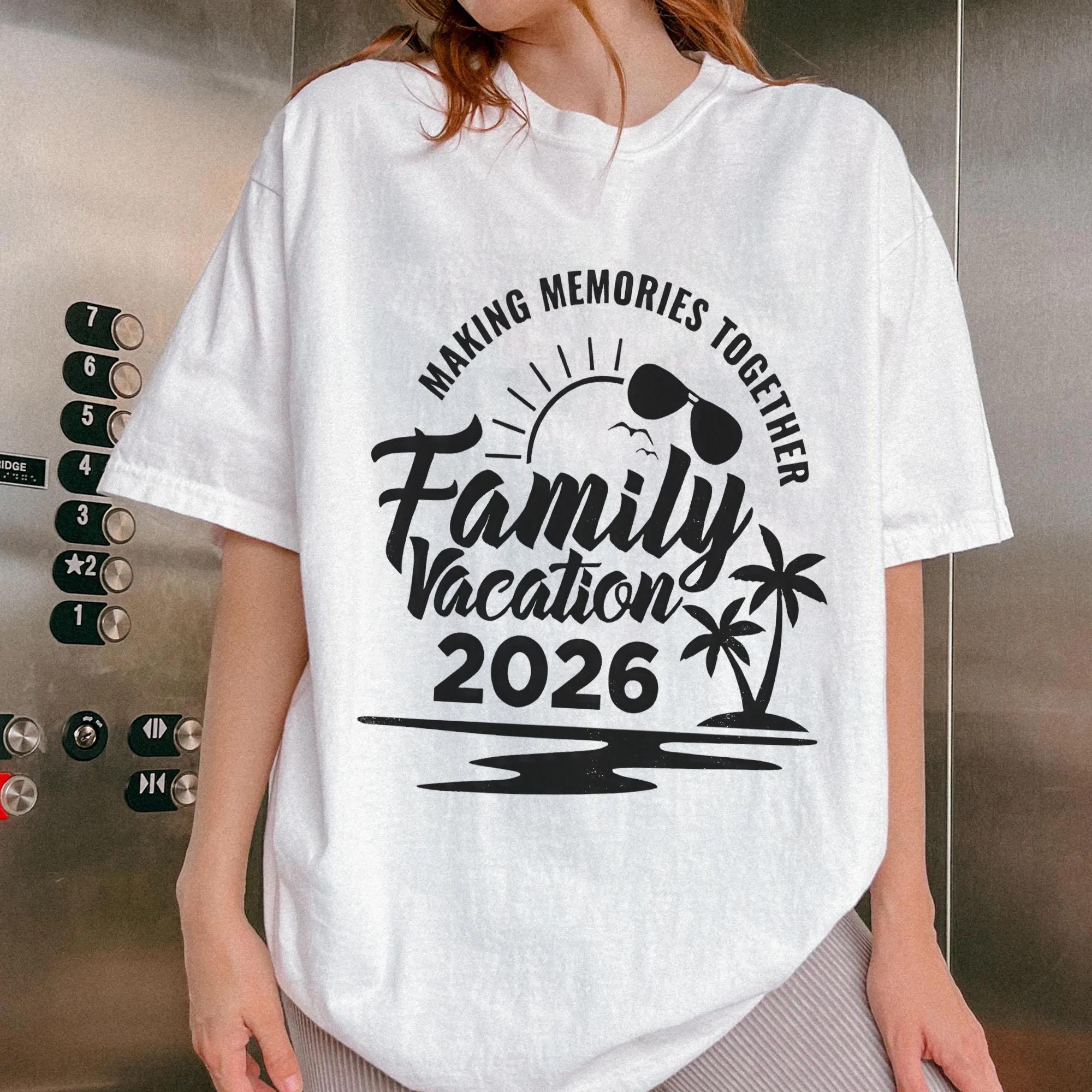 2026 Women's Vintage Ribbed Wrap Short-Sleeve Cotton Soft Casual Top T-Shirt - Breathable, Making Memories Graphic, Family Vacation Matching Apparel Gift 3