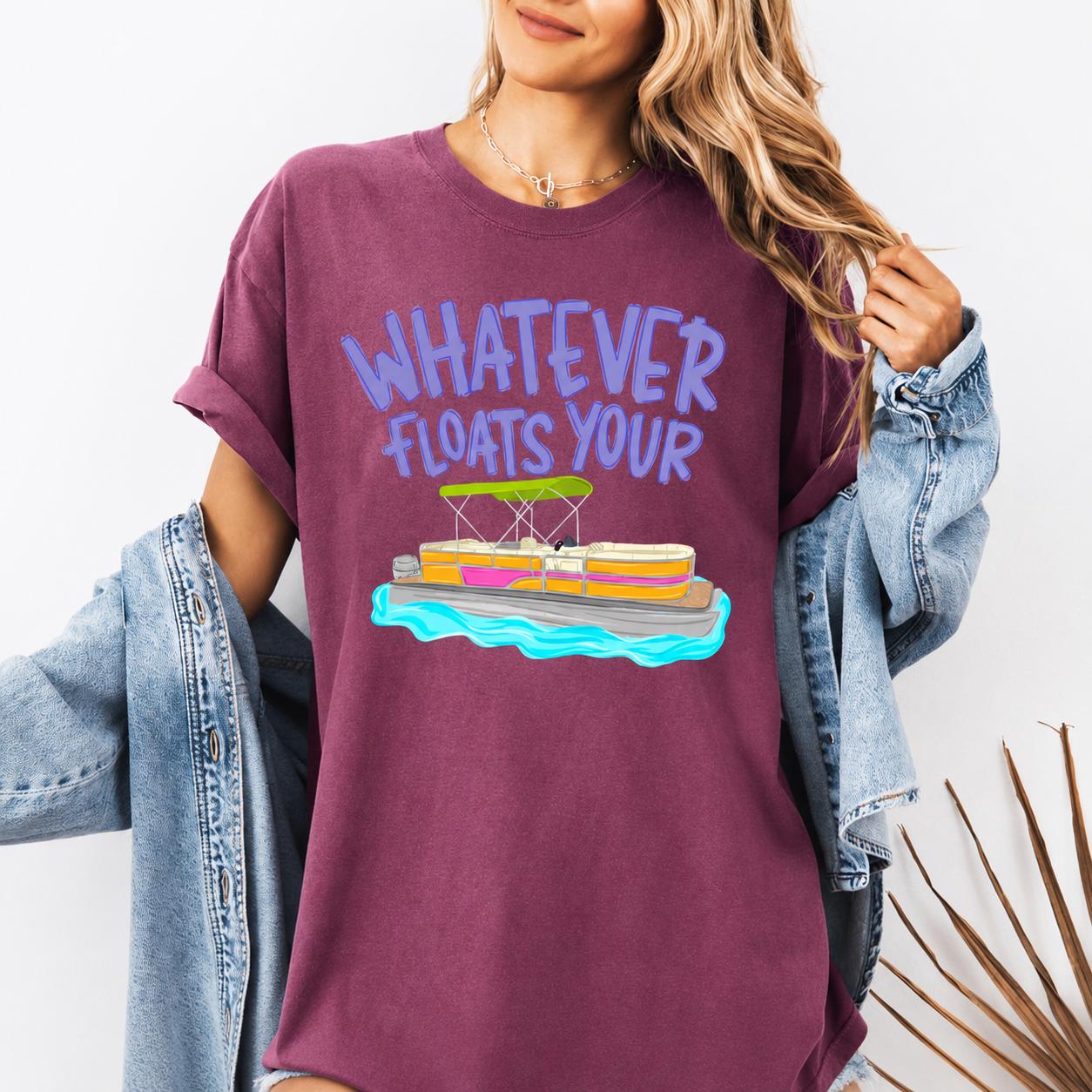 Whatever Floats Your Boat Shirt Funny Pontoon Boat Graphic Tee Lake Life Summer Vacation T Shirt Boating Lover Gift For Women 3