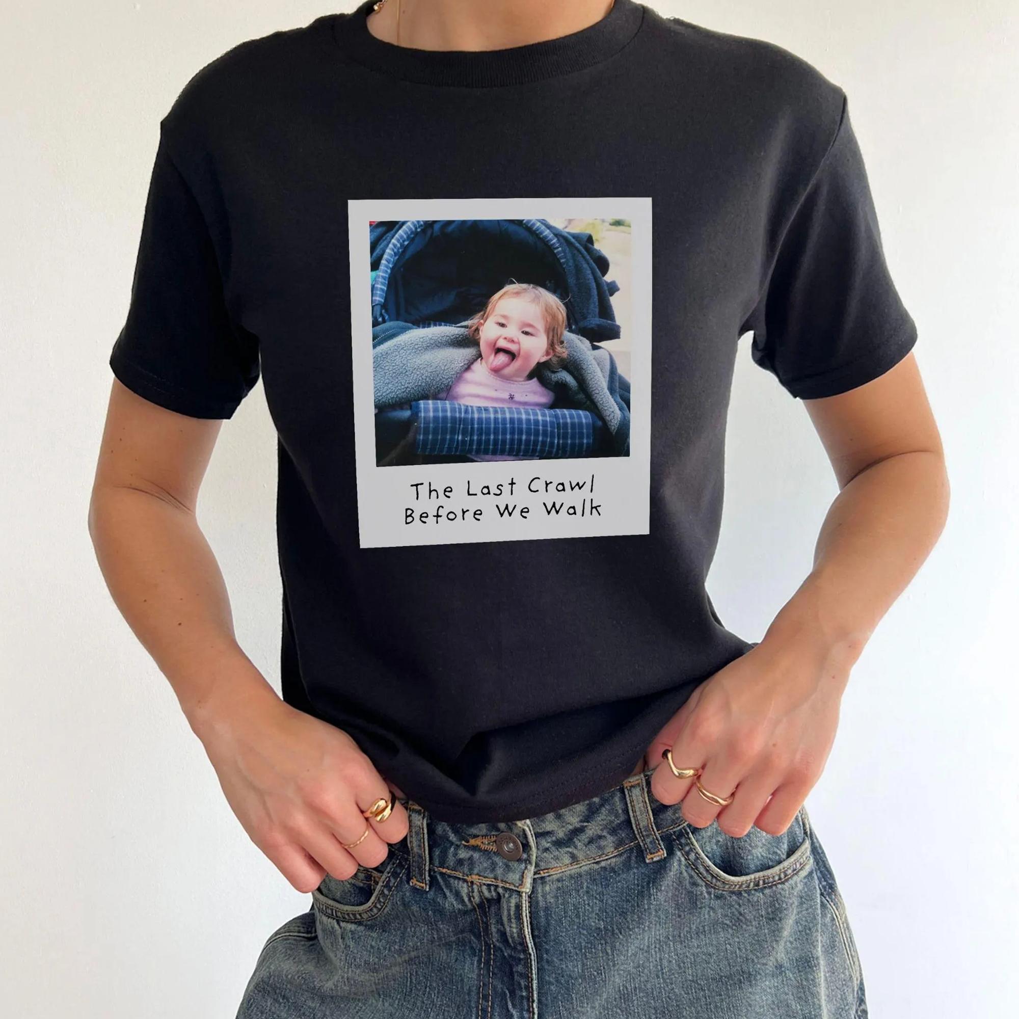 Custom Last Crawl Before We Walk Class of 2026 Custom Baby Photo Baby Tee Crop Top T-Shirt For Women Y2K Aesthetic Vintage Polaroid Style White Soft Cotton Personalized Graphic Tee Senior High School Graduation Gift Apparel tiktokshopspringglow 2