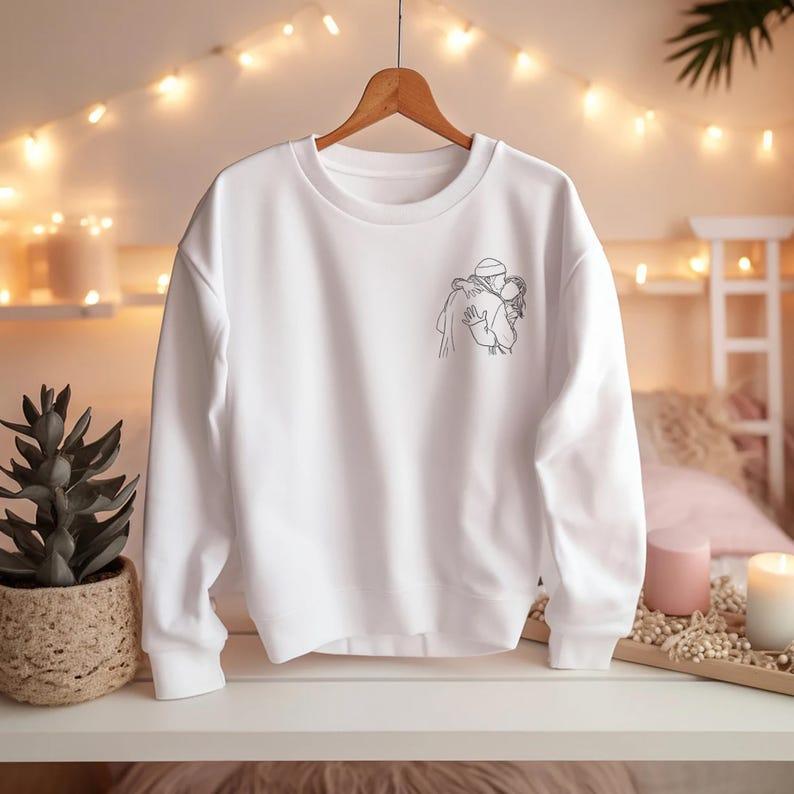 Custom Photo To Line Art T-shirt, Minimalist Couple Portrait Outline Design, Unique Anniversary Gift For Boyfriend Girlfriend, Pocket Style Graphic, Unisex Top 4