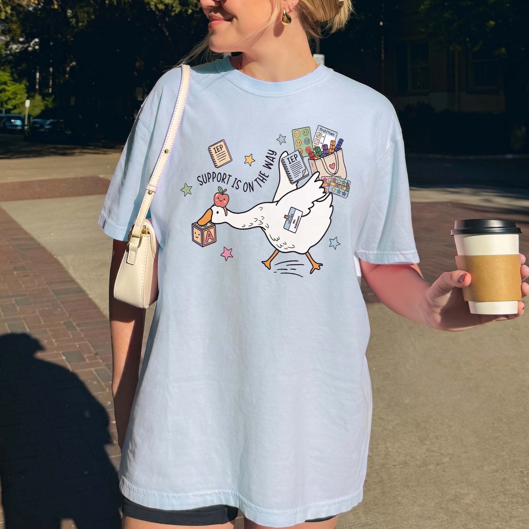 Women's Special Education Teacher Graphic T-Shirt - Breathable Mint Green Cotton Blend Round Neck Style Top, Oversized Preppy Casual Apparel for Sped Educators, Back to School Funny Goose Print, Tshirt 3