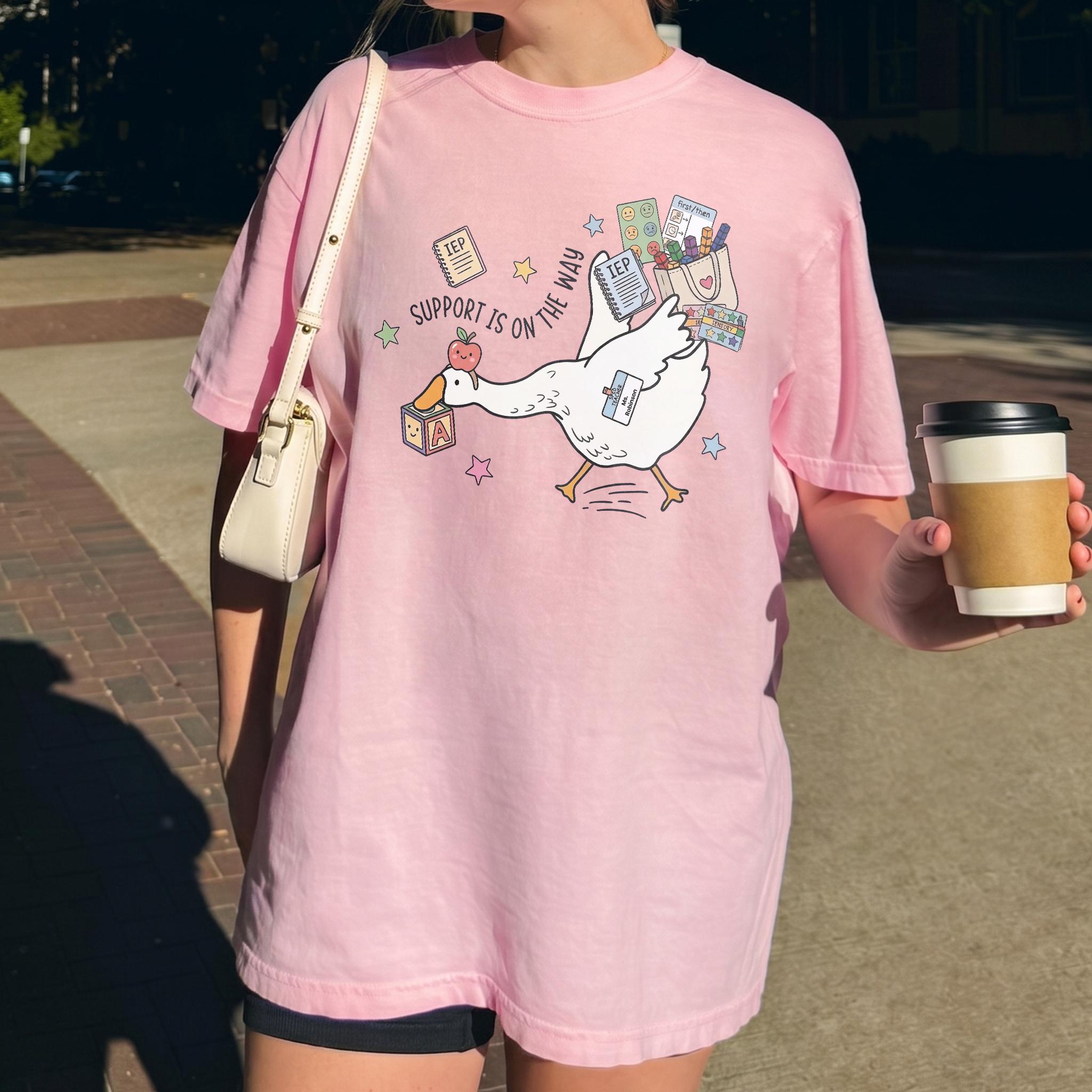 Women's Special Education Teacher Graphic T-Shirt - Breathable Mint Green Cotton Blend Round Neck Style Top, Oversized Preppy Casual Apparel for Sped Educators, Back to School Funny Goose Print, Tshirt 4
