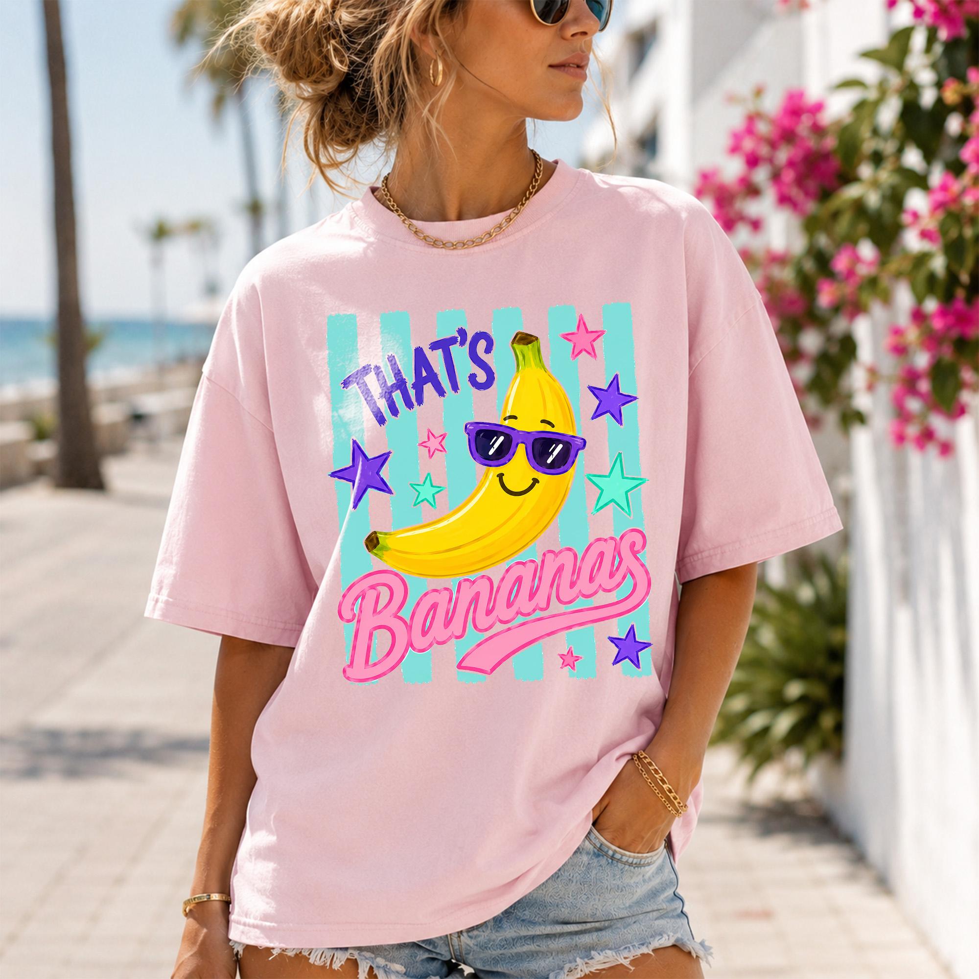 That's Bananas T-Shirt Summer Vacation Cute Fruit Graphic Funny Sunglasses Banana Shirt Tropical Beach Travel Matching Party Outfits 2