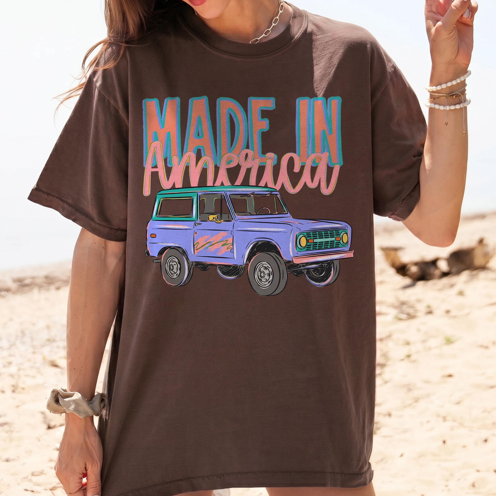 Vintage Off-Road Truck Graphic Tee, Unisex 90s Retro Streetwear Top, Baggy Garment-Dyed Cotton Shirt with Ribbed Crewneck 2