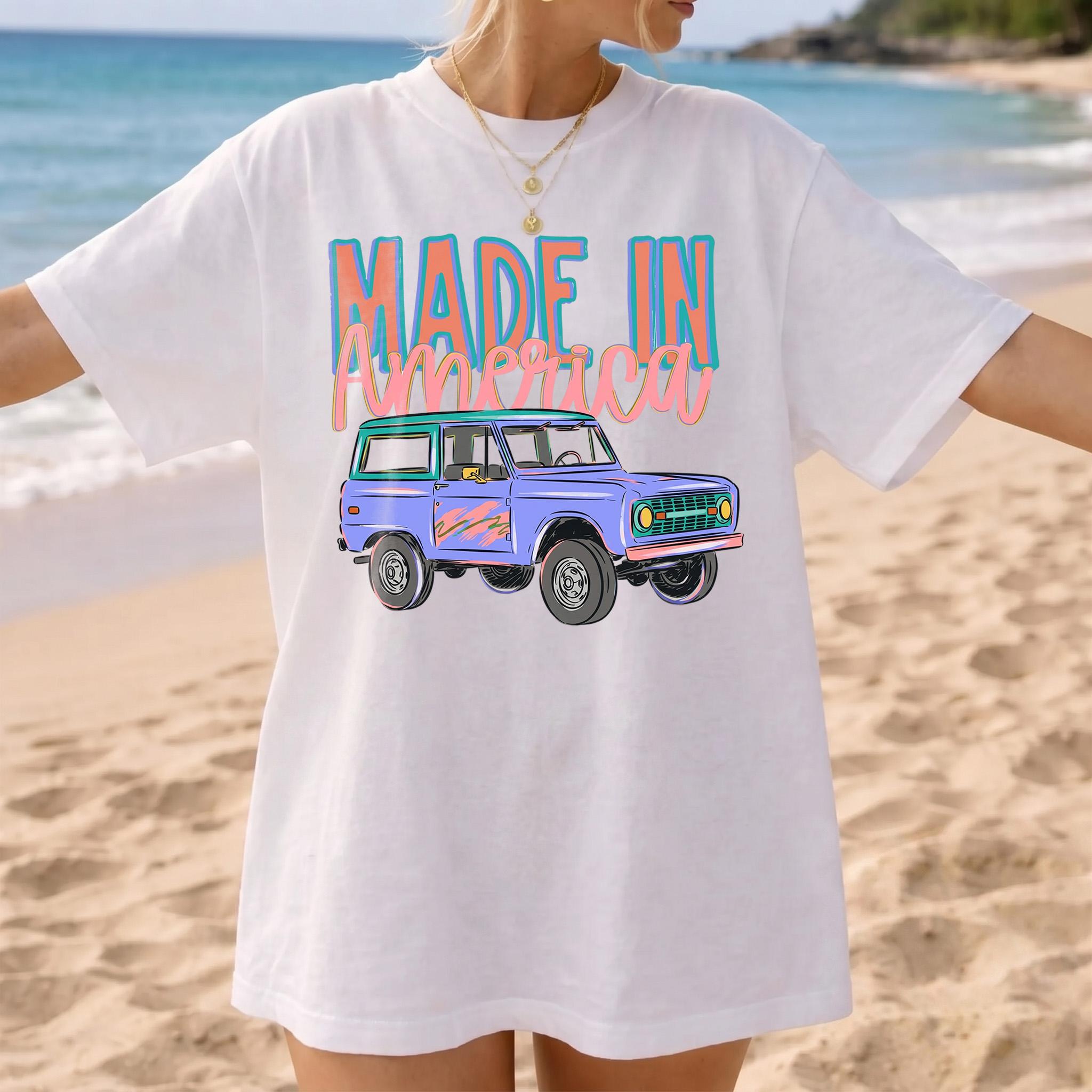 Vintage Off-Road Truck Graphic Tee, Unisex 90s Retro Streetwear Top, Baggy Garment-Dyed Cotton Shirt with Ribbed Crewneck 4