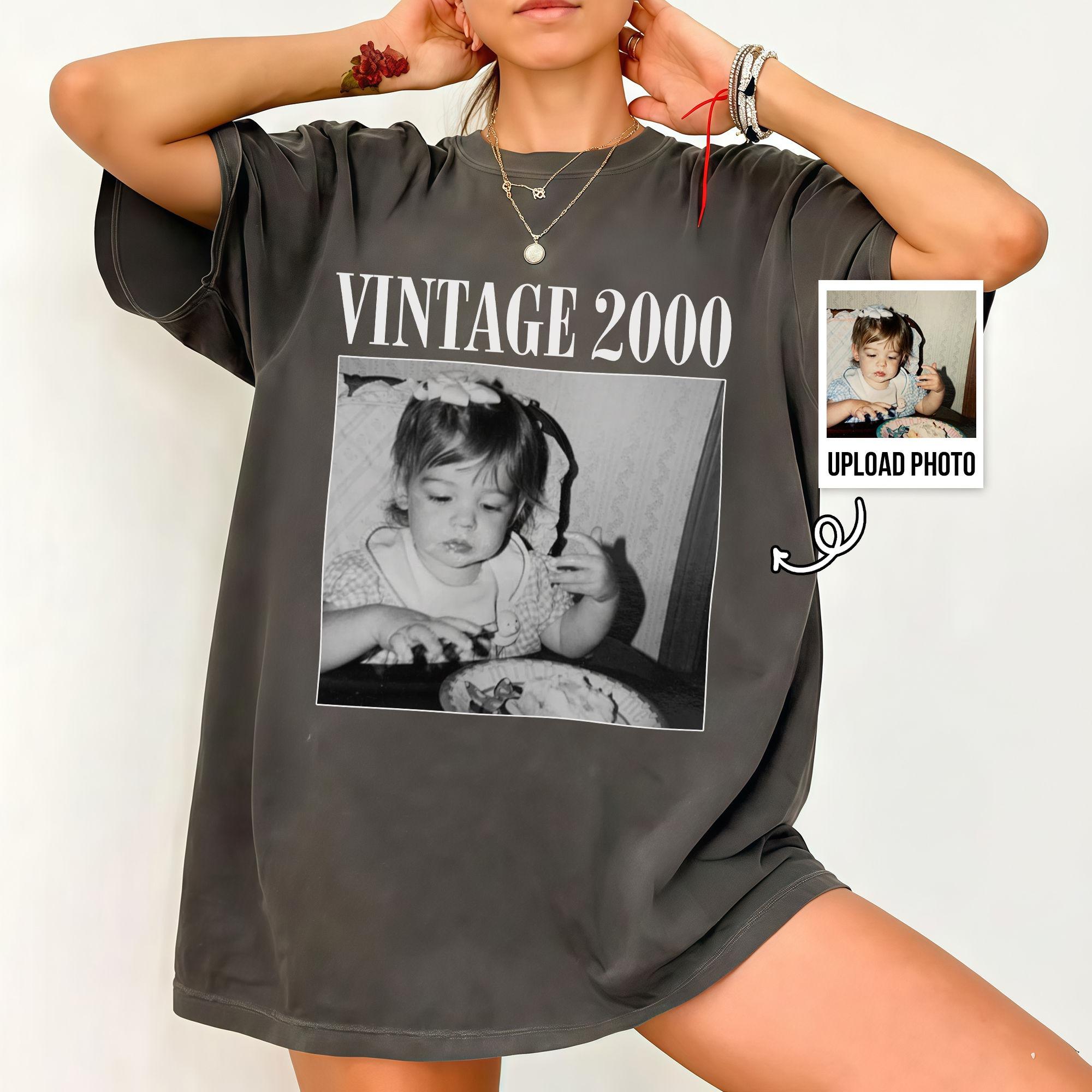 Custom Vintage Photo T-Shirt, Personalized Year Graphic Tee, Retro Custom Picture Shirt, Nostalgic Birthday Gift, Trendy Y2K Custom Clothing, Unisex Minimalist Top 2