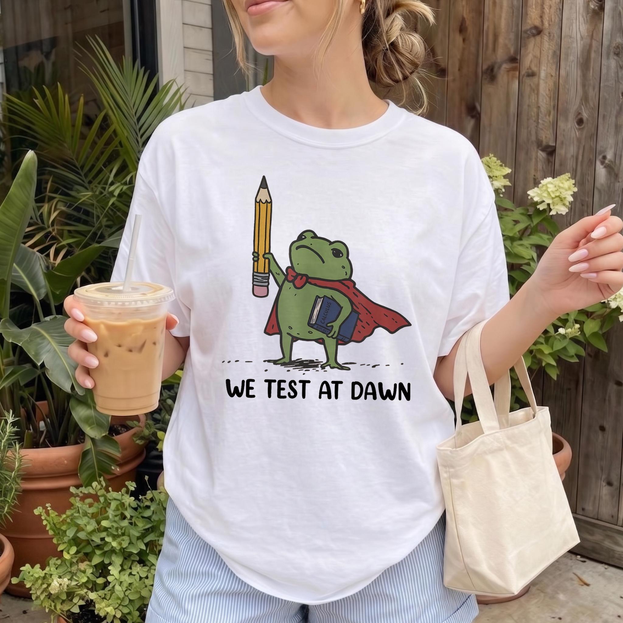 [Flash Deals] BojjiArtist We Test At Dawn Funny Teacher Frog Shirt, Test Day Outfit, Cute Frog Teacher T-shirt, Sarcastic School Teacher Tee, Funny Calculus Test Shirt, Unique Academic Apparel 4