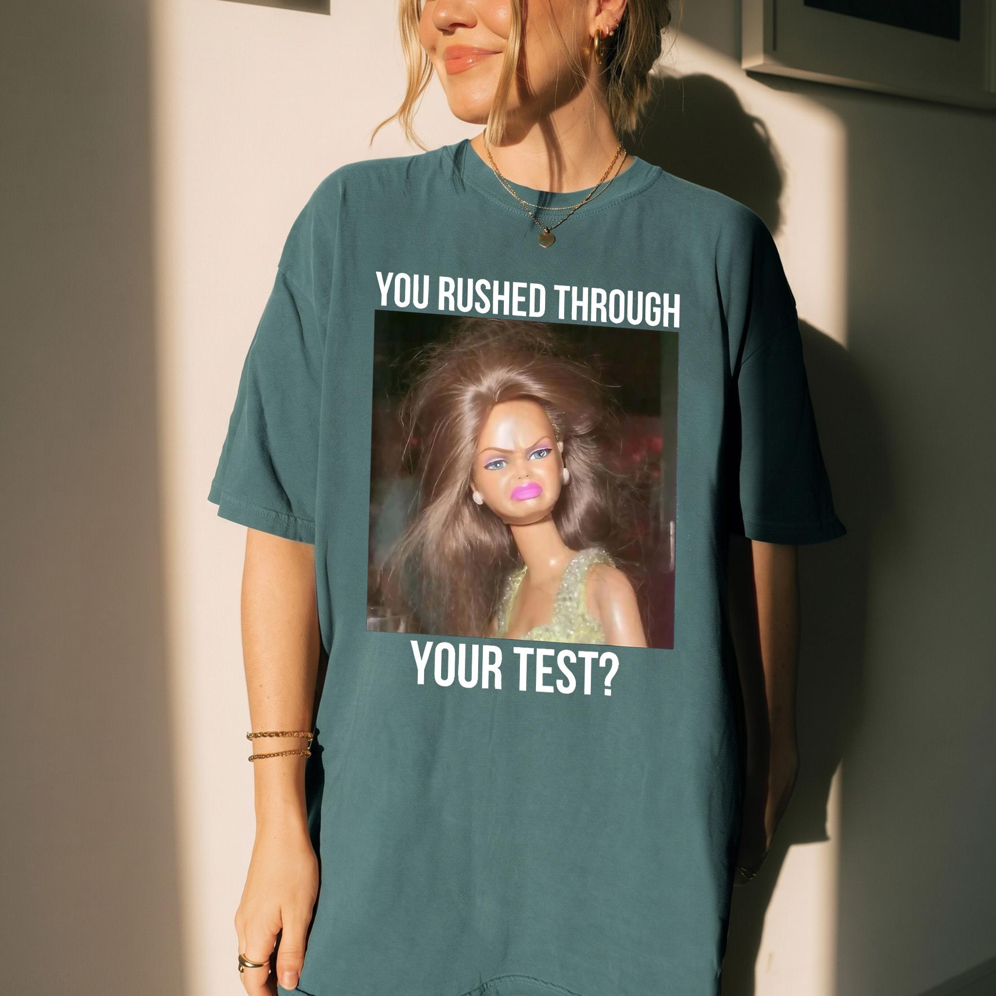 You Rushed Through Your Test Funny Meme Graphic T-Shirt For Women Testing Day Teacher Tee Y2K Aesthetic Sarcastic Gen Z Humor Pastel Yellow Cotton Blend Relatable School Humor Disheveled Doll Vintage Style Short Sleeve Casual Streetwear Tee 4