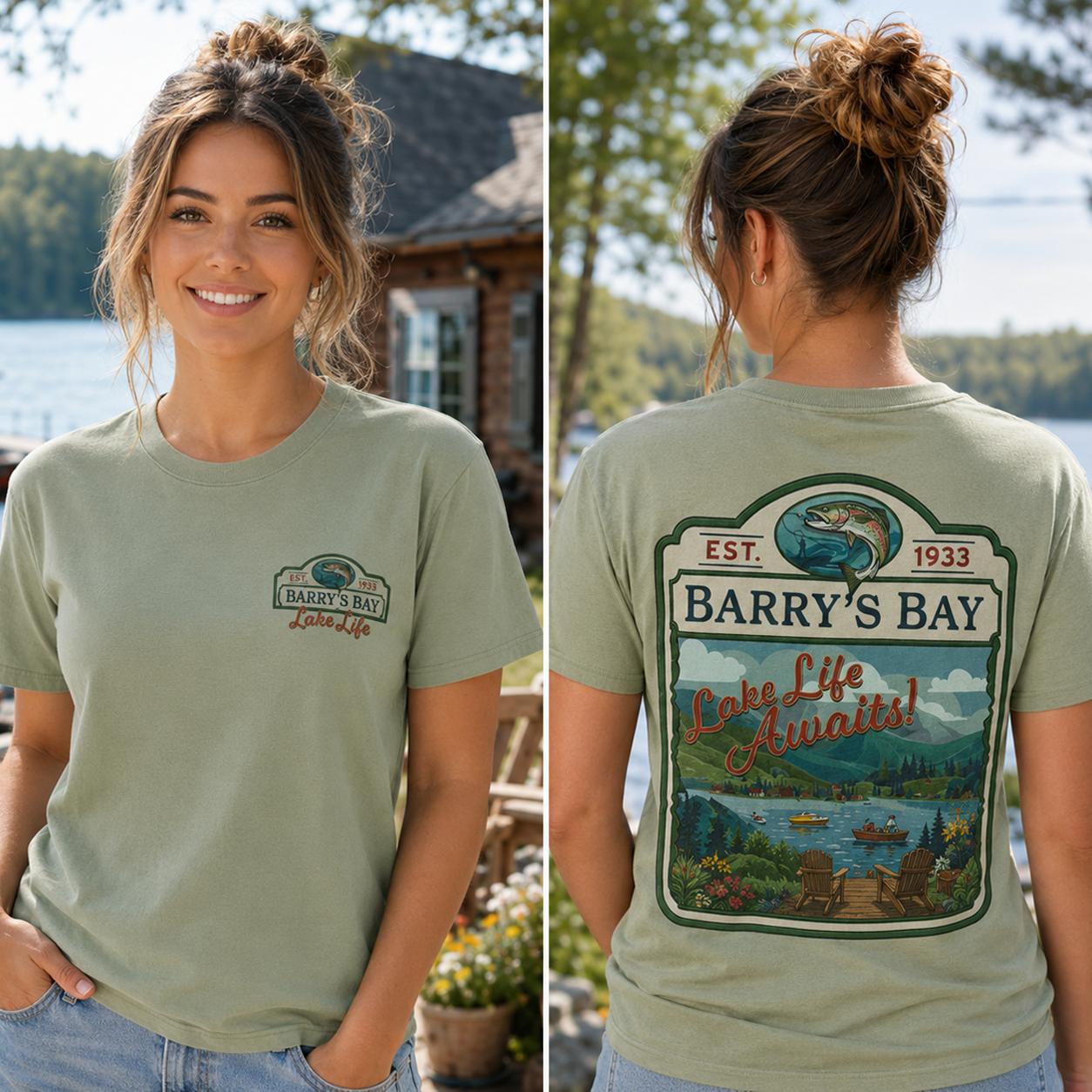 Vintage Barry's Bay Lake Life Awaits Graphic T-Shirt For Women Retro Outdoorsy Fishing Aesthetic Cotton Tee Preppy Summer Vacation Cabin Trip Granola Girl Casual Oversized Top Campcore Apparel 4