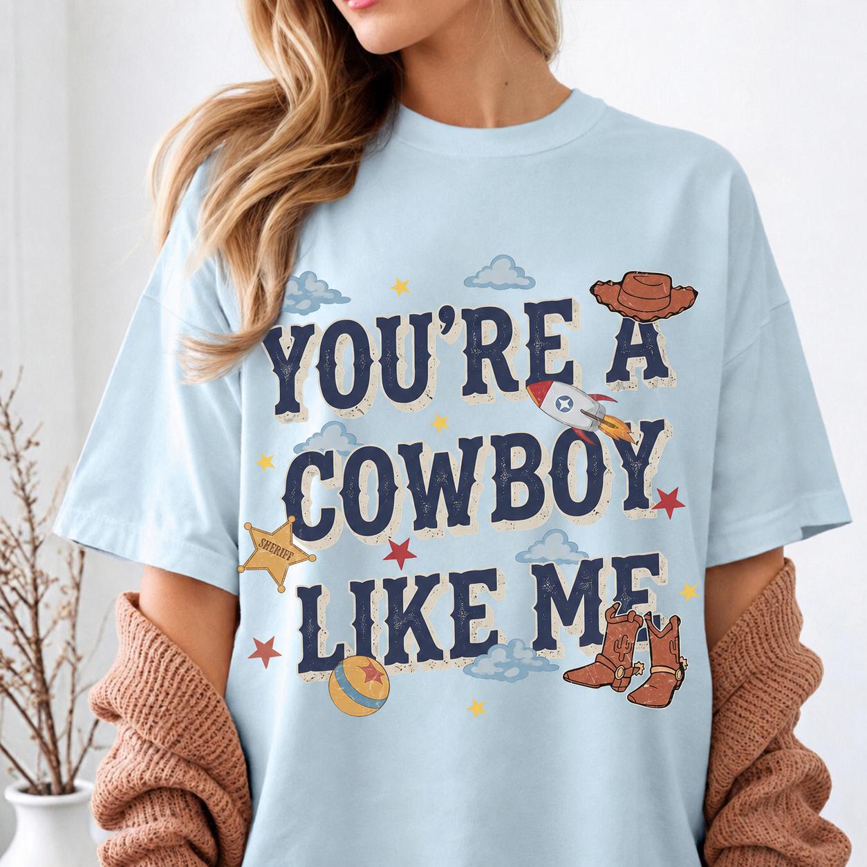 You're a Cowboy Like Me Oversized Graphic T-Shirt For Women Preppy Western Retro Coquette Vintage Style Pink Cotton Blend Country Music Rodeo Tee Space Toy Cowboy Cute Festival Top Trendy TikTok Shirt 4