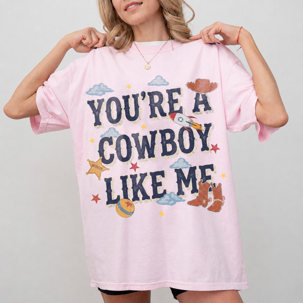 You're a Cowboy Like Me Oversized Graphic T-Shirt For Women Preppy Western Retro Coquette Vintage Style Pink Cotton Blend Country Music Rodeo Tee Space Toy Cowboy Cute Festival Top Trendy TikTok Shirt 3