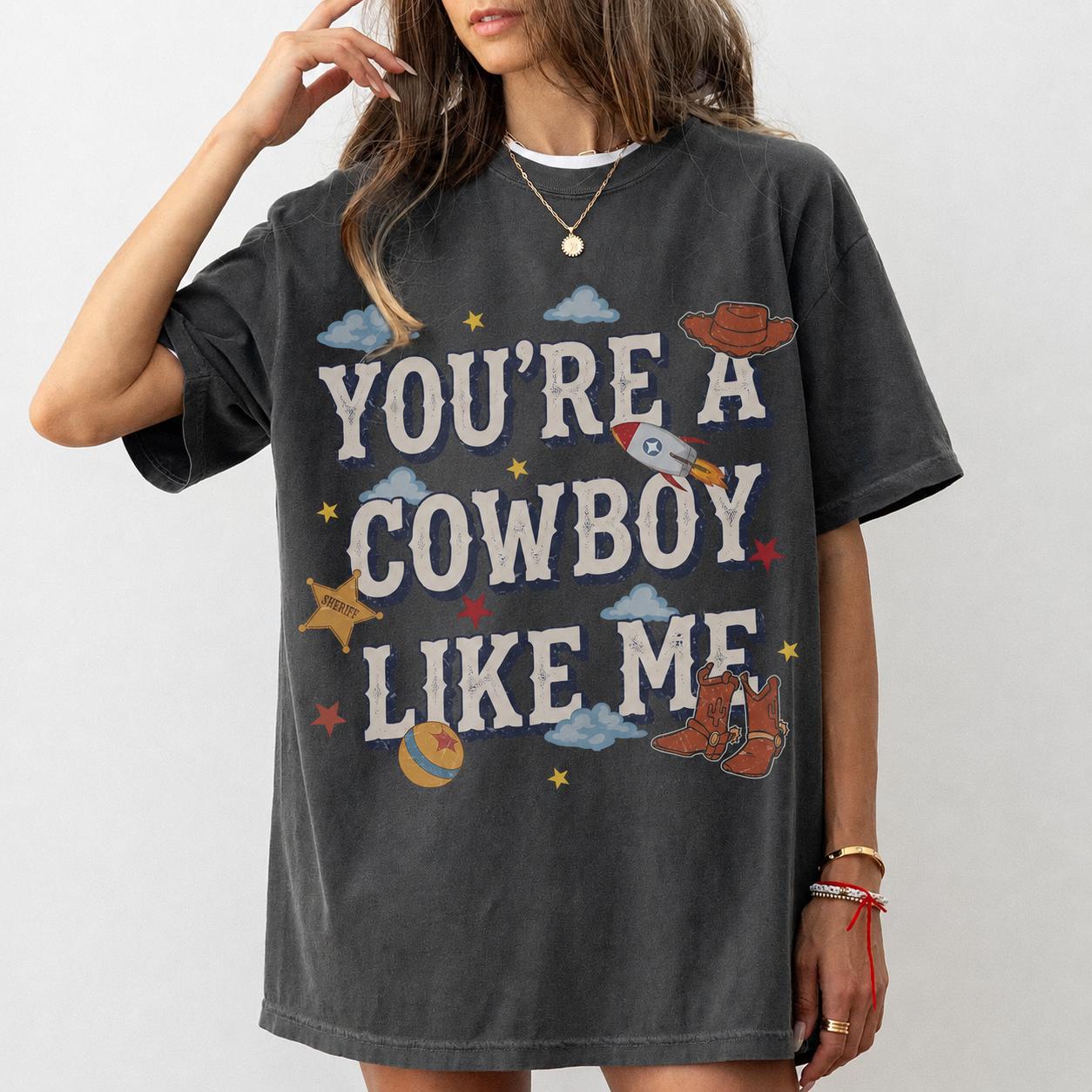 You're a Cowboy Like Me Oversized Graphic T-Shirt For Women Preppy Western Retro Coquette Vintage Style Pink Cotton Blend Country Music Rodeo Tee Space Toy Cowboy Cute Festival Top Trendy TikTok Shirt 2