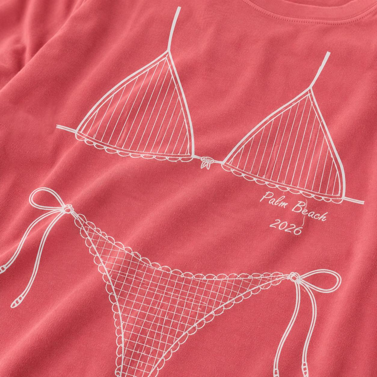 Custom Bikini Body Illusion Graphic Oversized T-Shirt Beach Cover Up For Women Girls Trip Preppy Bachelorette Aesthetic Pink Cotton Blend Matching Tees Summer Vacation Swimwear Print Mexico Beach 2026 (Pink Mrs Bride) 3