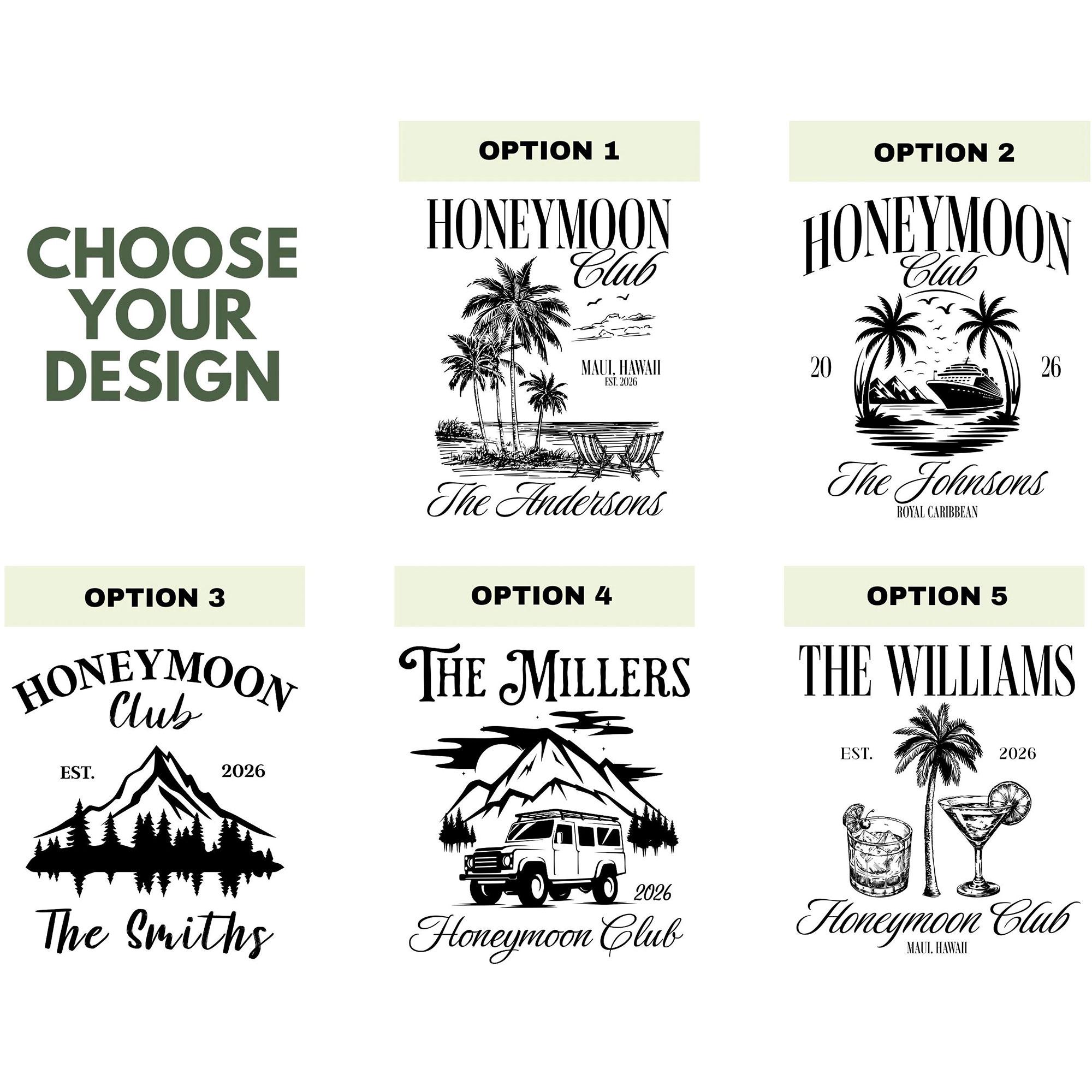 Custom Honeymoon Club Shirt Matching Couple T-Shirts For Newlyweds Husband And Wife Personalized Summer Retro Tropical Beach Aesthetic Custom Mr And Mrs Shirts Newlywed Wedding Shirt Just Married Shirt Wife And Husband Shirt 2