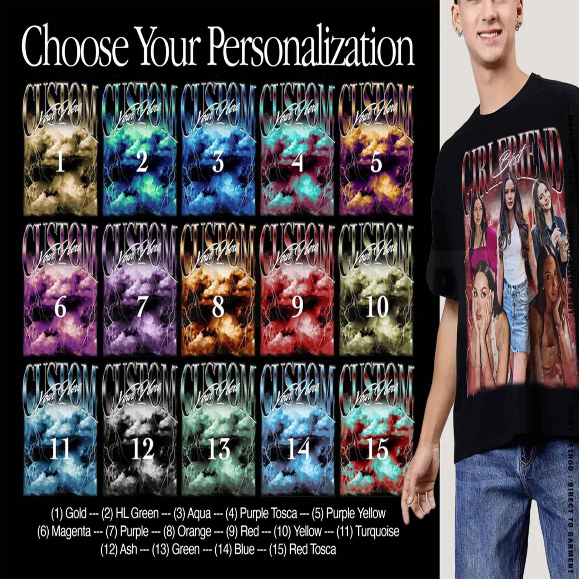 Custom Bootleg T-Shirt, Personalized Y2K Rap Tee, Funny Meme Photo Collage Shirt, Purple Lightning Graphic Tee, Oversized Boyfriend Fit Apparel, Ironic Bestie Gift, Retro Streetwear Top 2