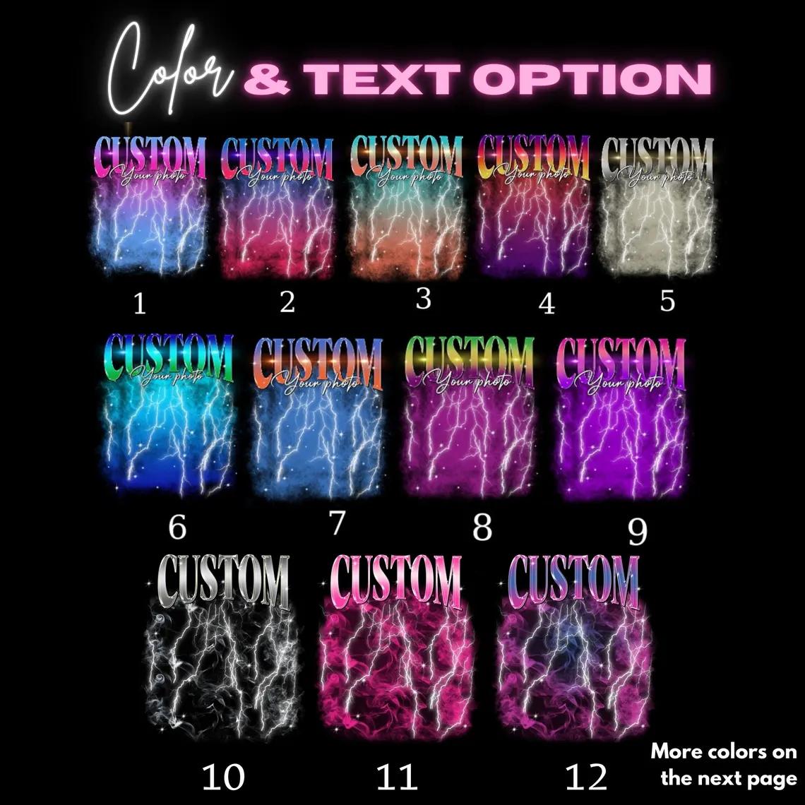 Custom Bootleg T-Shirt, Personalized 90s Rap Tee, Custom Photo Collage Shirt, Y2K Pink Lightning Graphic Tee, Oversized Vintage Girlfriend Tee, Retro Streetwear Top, Custom Name And Text Clothing 3