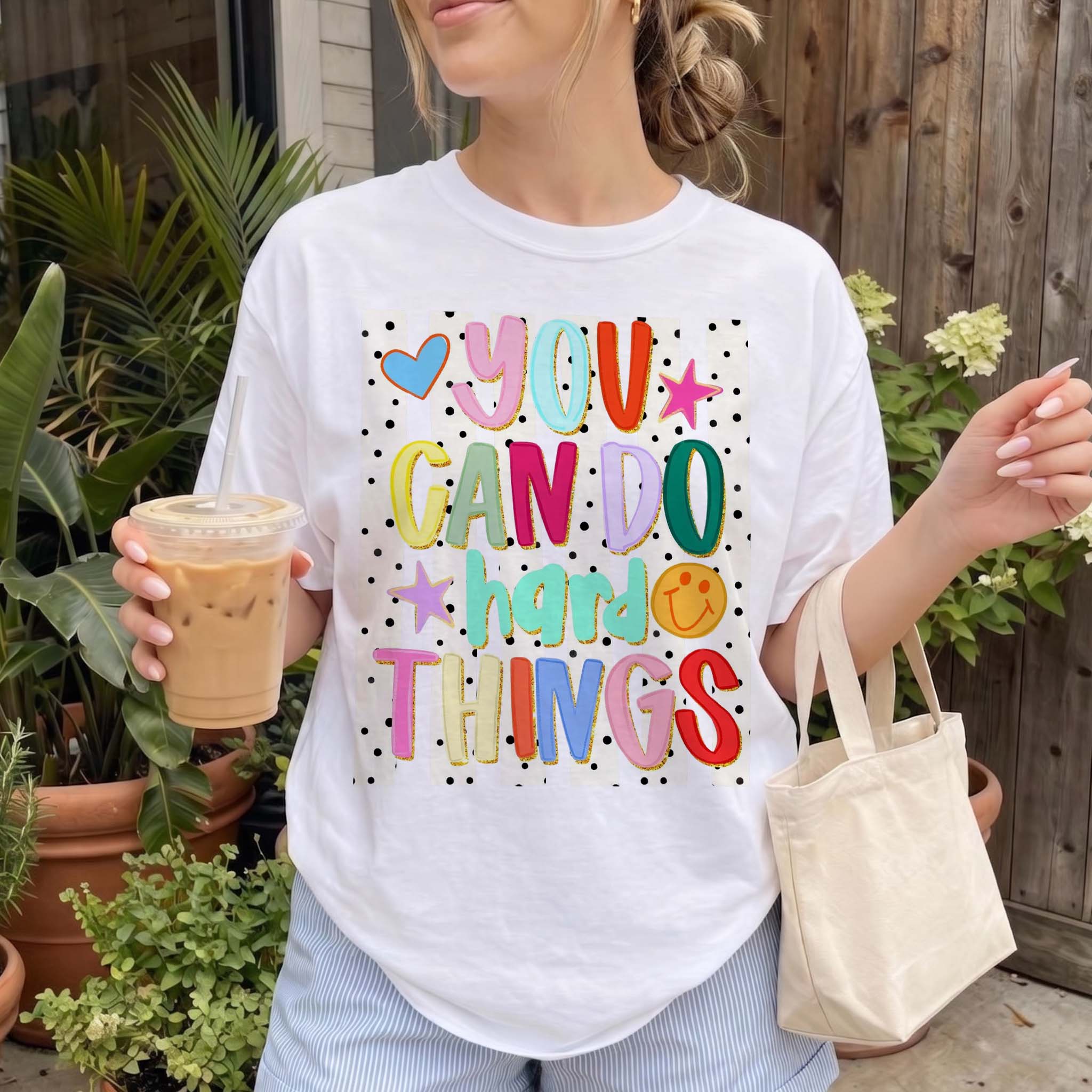 BojjiArtist You Can Do Hard Things T-Shirt, Positive Mental Health Awareness Tee, Minimalist Education Graphic Shirt, Cute Hand Drawn Aesthetic Teacher Gift, Inspirational Classroom Outfit 3