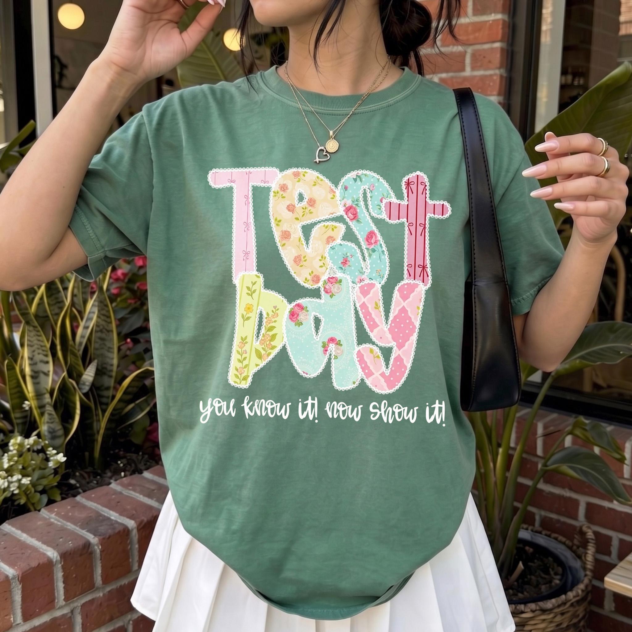 Women's Oversized Round Neck Graphic T-Shirt - Garment-Dyed, Roomy, Color-Mixed, Stylish Streetwear Top, Cotton Blend, Purple Lavender Patchwork Floral, Vintage Baggy Fit, Preppy Coquette Aesthetic, School Exam Day Casual Comfy, Garment-Dyed Women 4