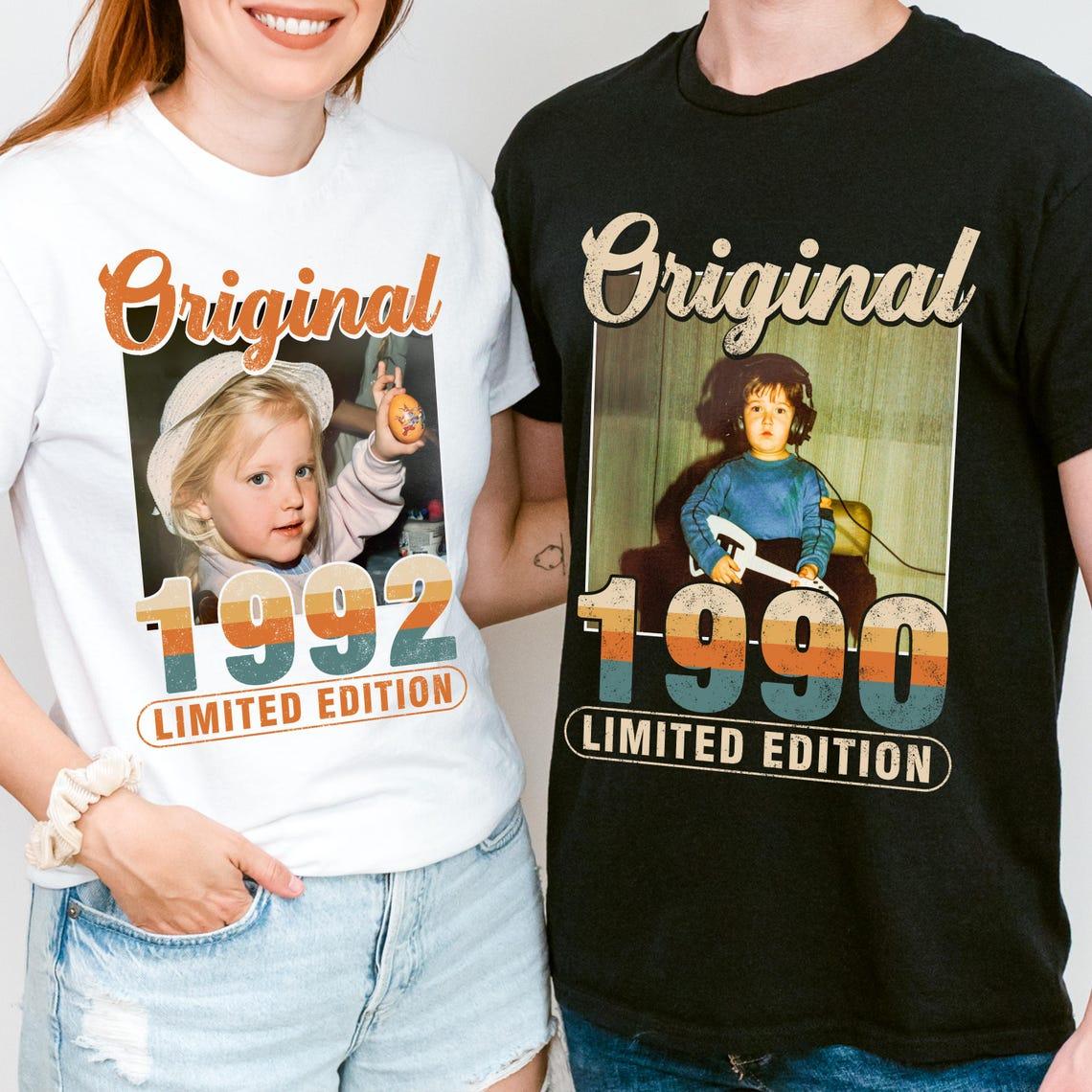 [Flash Deals] s Personalized 1990s Retro Style Shirt, Plus Size Fashion Custom Photo Birthday Tee, Limited Edition Vintage Name Year Gift For Her, Cute Tops For Women 4