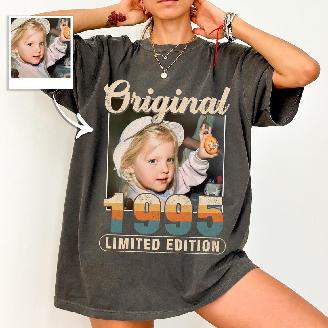 [Flash Deals] s Personalized 1990s Retro Style Shirt, Plus Size Fashion Custom Photo Birthday Tee, Limited Edition Vintage Name Year Gift For Her, Cute Tops For Women 2