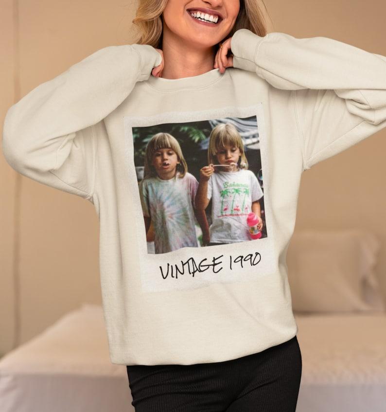 Personalized Custom Photo Sweatshirt, Polaroid Style Design, Custom Year Crewneck, Retro Vintage Aesthetic, Unique Birthday Gift, Personalized Picture Top, Unisex 3