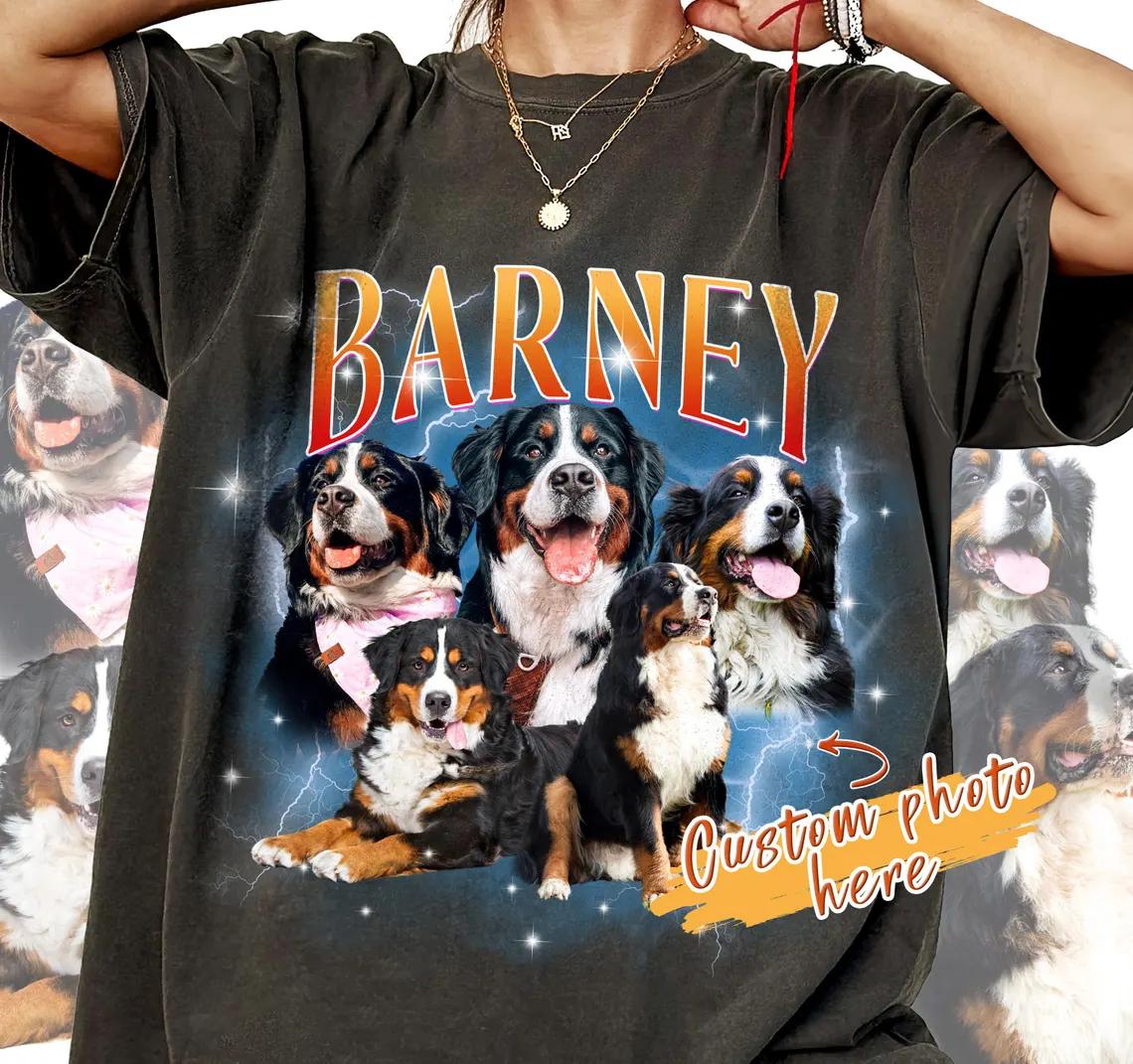 Custom Pet Shirt, Personalized 90s Bootleg Rap Tee, Custom Dog Photo Vintage Shirt, Retro Lightning Cat Graphic Tee, Y2K Streetwear Pet Top, Funny Dog Mom Gift, Fabric, Wrap 2