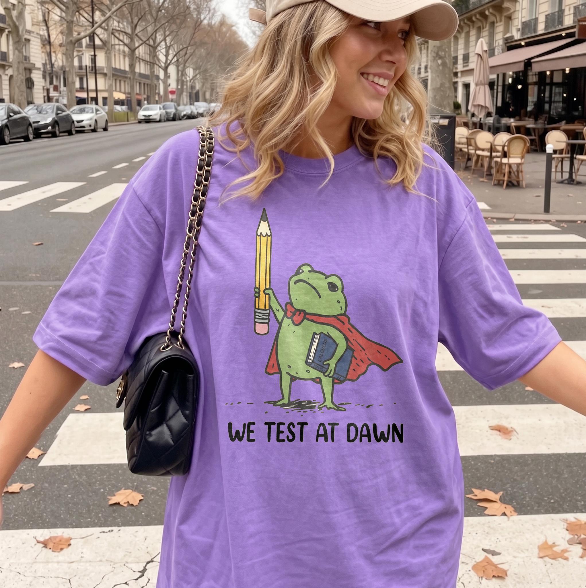 [Flash Deals] BojjiArtist We Test At Dawn Funny Teacher Frog Shirt, Test Day Outfit, Cute Frog Teacher T-shirt, Sarcastic School Teacher Tee, Funny Calculus Test Shirt, Unique Academic Apparel 3