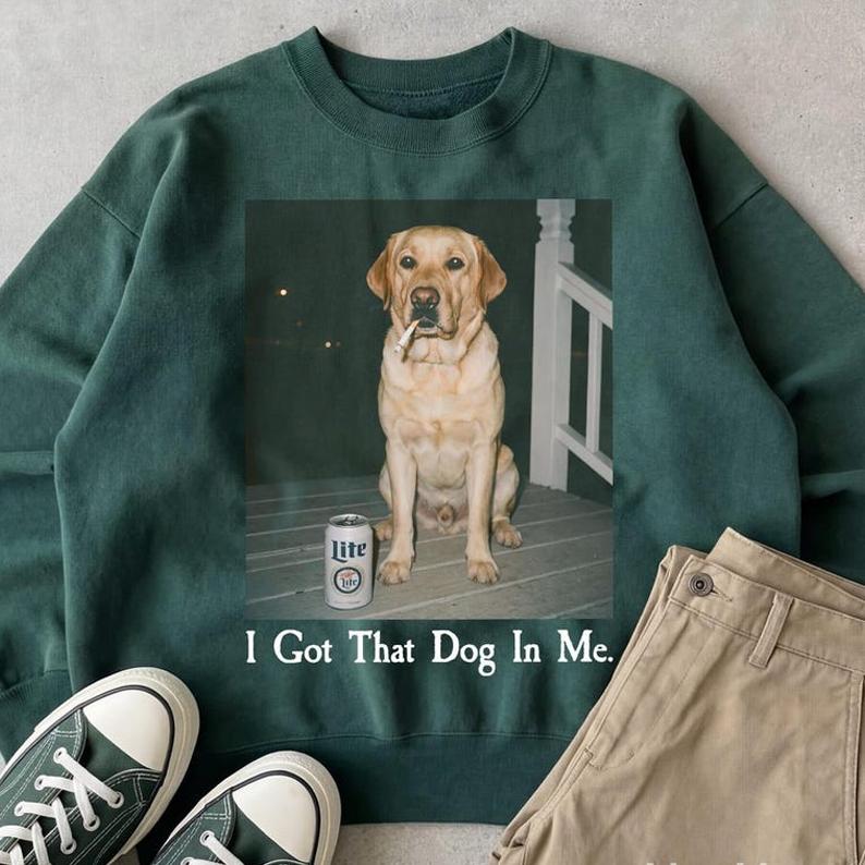 Custom Photo Dog Meme T-shirt, I Got That Dog In Me Quote, Personalized Pet Portrait Graphic Tee, Vintage Washed Oversized Top, Retro Distressed Apparel 3