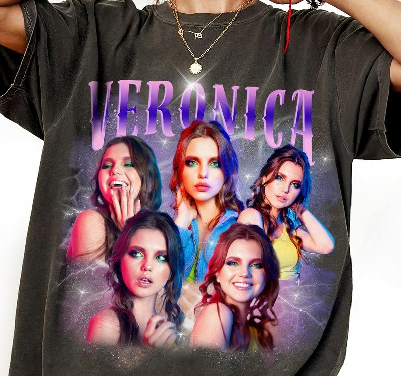 Women's Ribbed Custom Photo Fleece T-Shirt - Kangaroo Pocket, Breathable Streetwear Apparel, 90s Vintage Bootleg, Multi Photo With Name, Retro Lightning Graphic, Oversized Washed Unisex Matching Gift Top 3