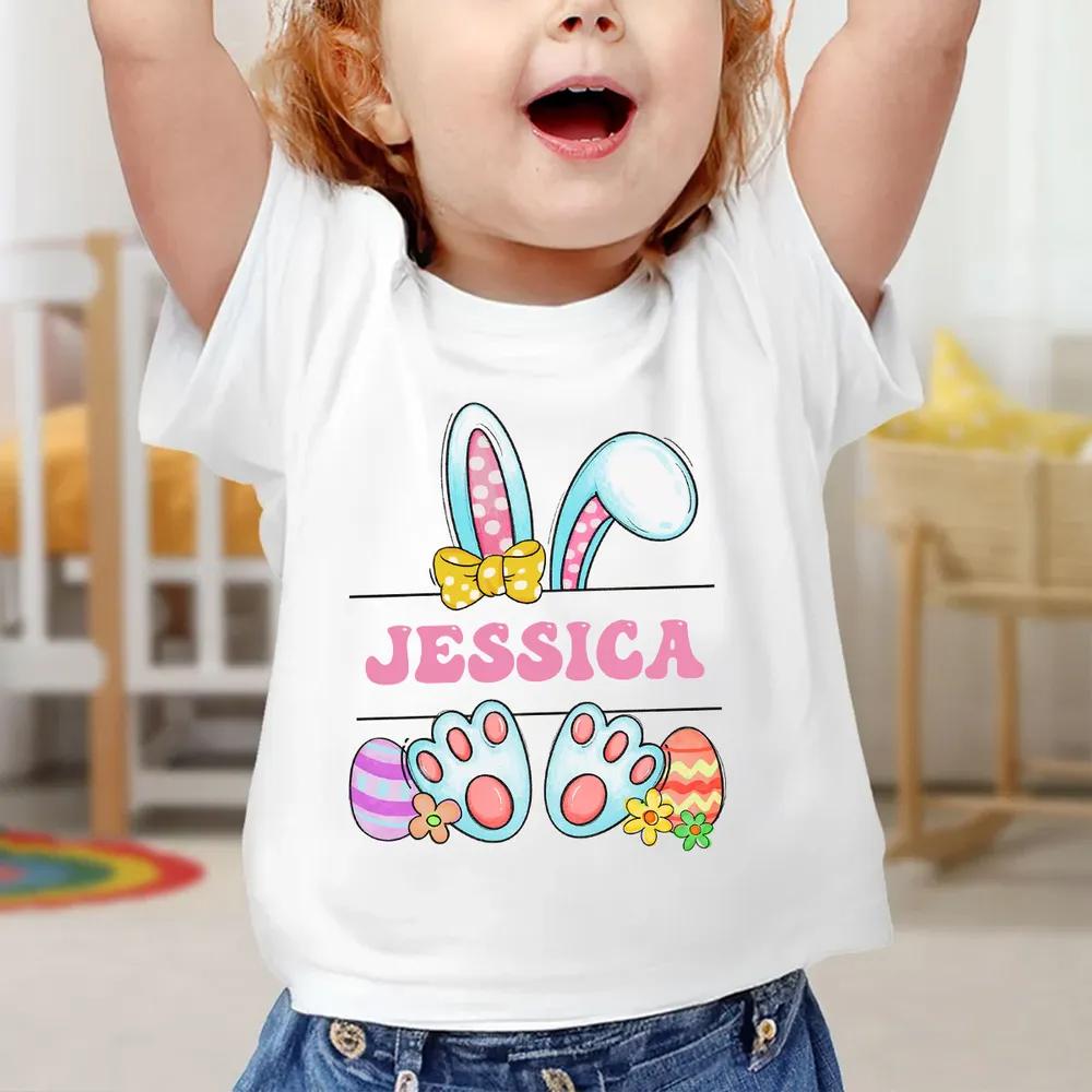 Personalized Baby First Easter Onesie, Mom and Baby Matching Shirt, Cute Bunny Ears and Paws Graphic, Kawaii Easter Newborn Outfit, Whimsical Easter Basket Stuffer 3