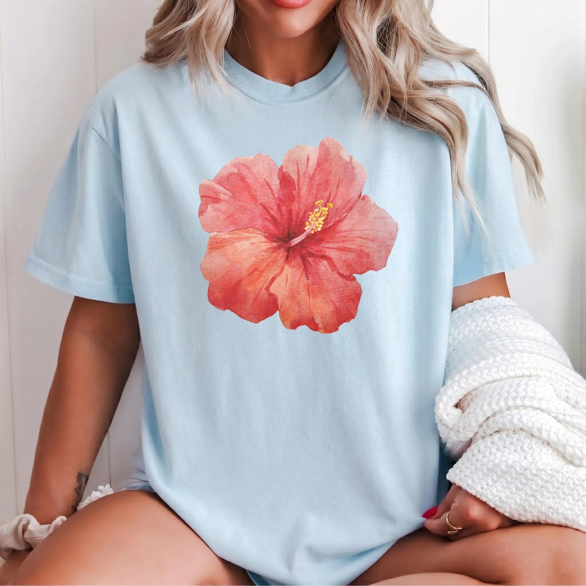 Premium Hibiscus Flower Y2K Shirt Graphic Tee For Women Coastal Vintage Summer Aesthetic Charcoal Gray Cotton Blend Hawaii Vacation Beach Top Trendy Oversized Loose Fit Casual Clothes Gift For Her Summervibes Holiday Vacation Apparel 4