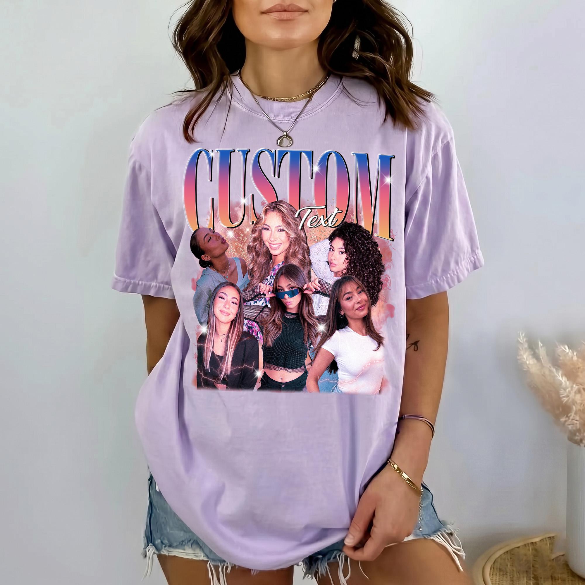 Custom Photo Graphic Oversized T-Shirt General Audience Y2K Retro Streetwear Aesthetic Cream Cotton Blend Vintage Bootleg Rap Tee Personalized Hip Hop Tribute Boyfriend Girlfriend Gift Top Fashion Graphic Clothing For Men And Women 4
