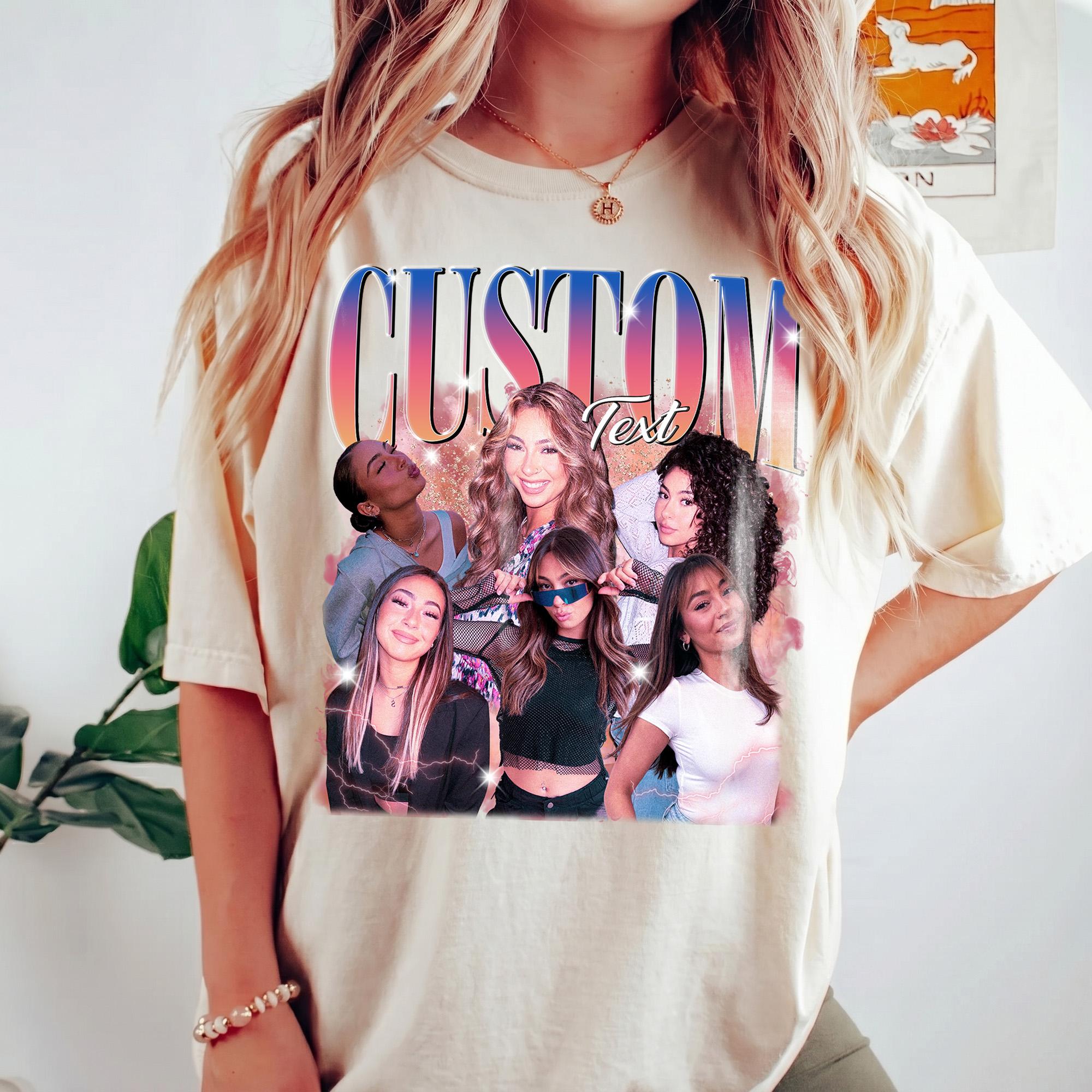 Custom Photo Graphic Oversized T-Shirt General Audience Y2K Retro Streetwear Aesthetic Cream Cotton Blend Vintage Bootleg Rap Tee Personalized Hip Hop Tribute Boyfriend Girlfriend Gift Top Fashion Graphic Clothing For Men And Women 3