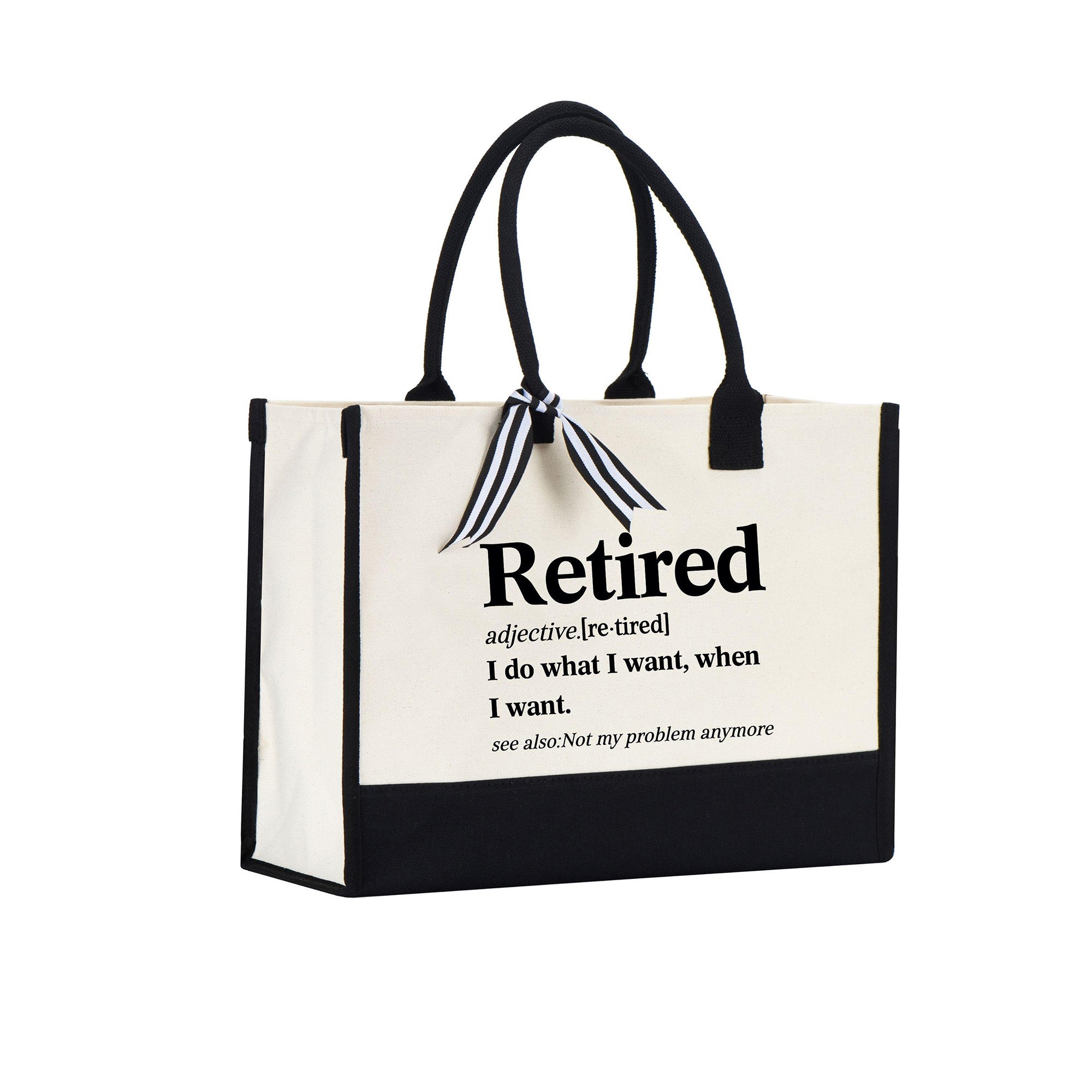 Funny Retirement Definition Dictionary Quote Cornered Tote Bag Cute Gift Bag for Women Coworker Leaving Job Minimalist Aesthetic Natural Canvas Happy Retired Life 2025 2026 Party 4