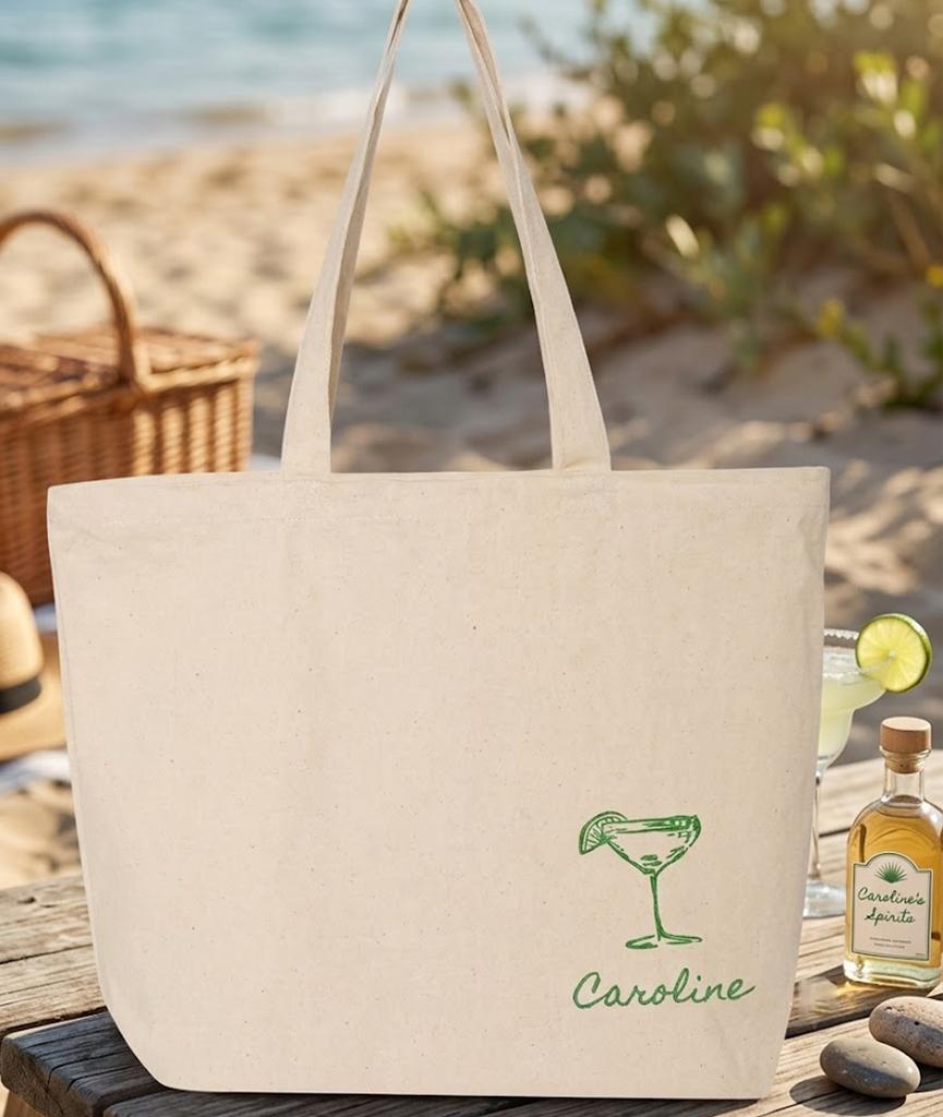 Personalized Margarita Bachelorette Tote Bag Custom Name Canvas Beach Bach Bridesmaid Gift Preppy Aesthetic Margs and Matrimony Tulum Vacation Favor Bag Handmade Bride Squad Tequila Party Eco-Friendly Handbag Tote 4