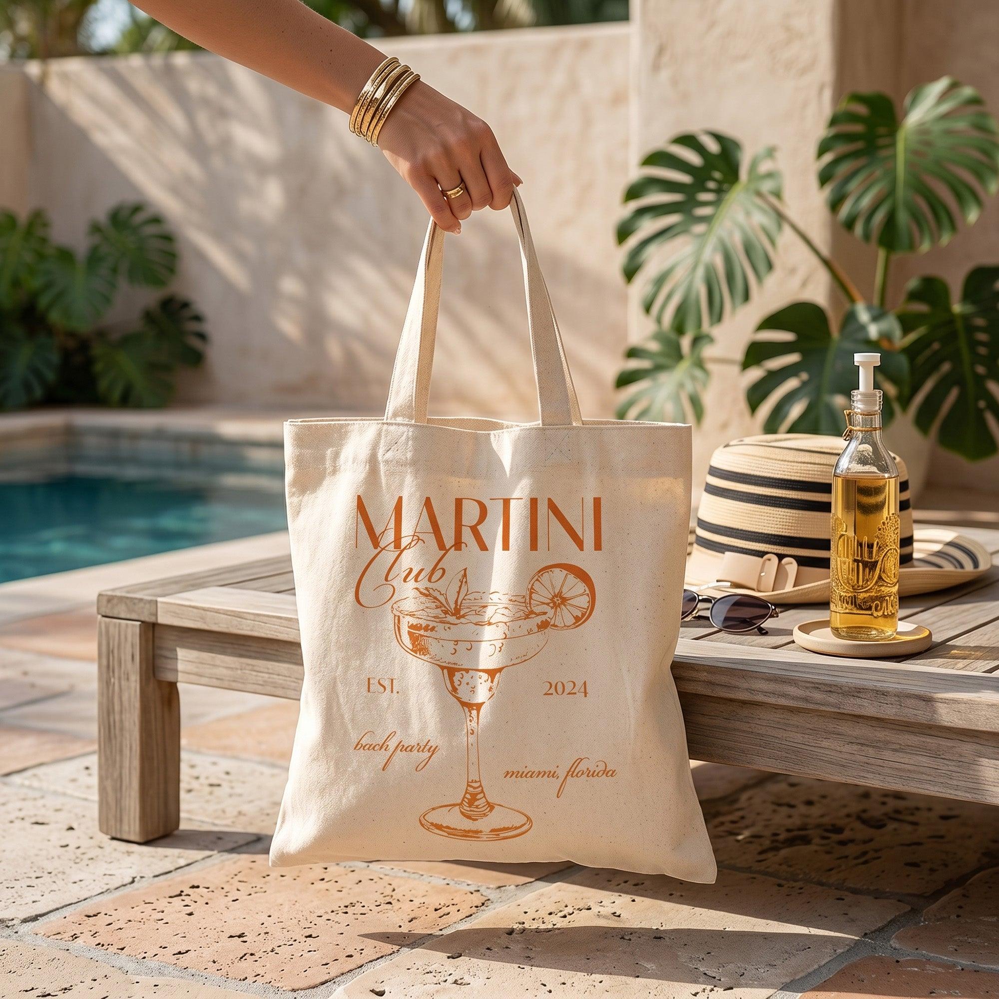 Custom Bachelorette Bag Canvas Tote Bag for Bride and Bridesmaids Girls Trip Tropical Desert Party Palm Springs Aesthetic Natural Cotton Canvas Beach Tote Bach Club Custom Gifts for Her Hawaii Getaway Swag Bag Large Capacity Bridal Favors 4