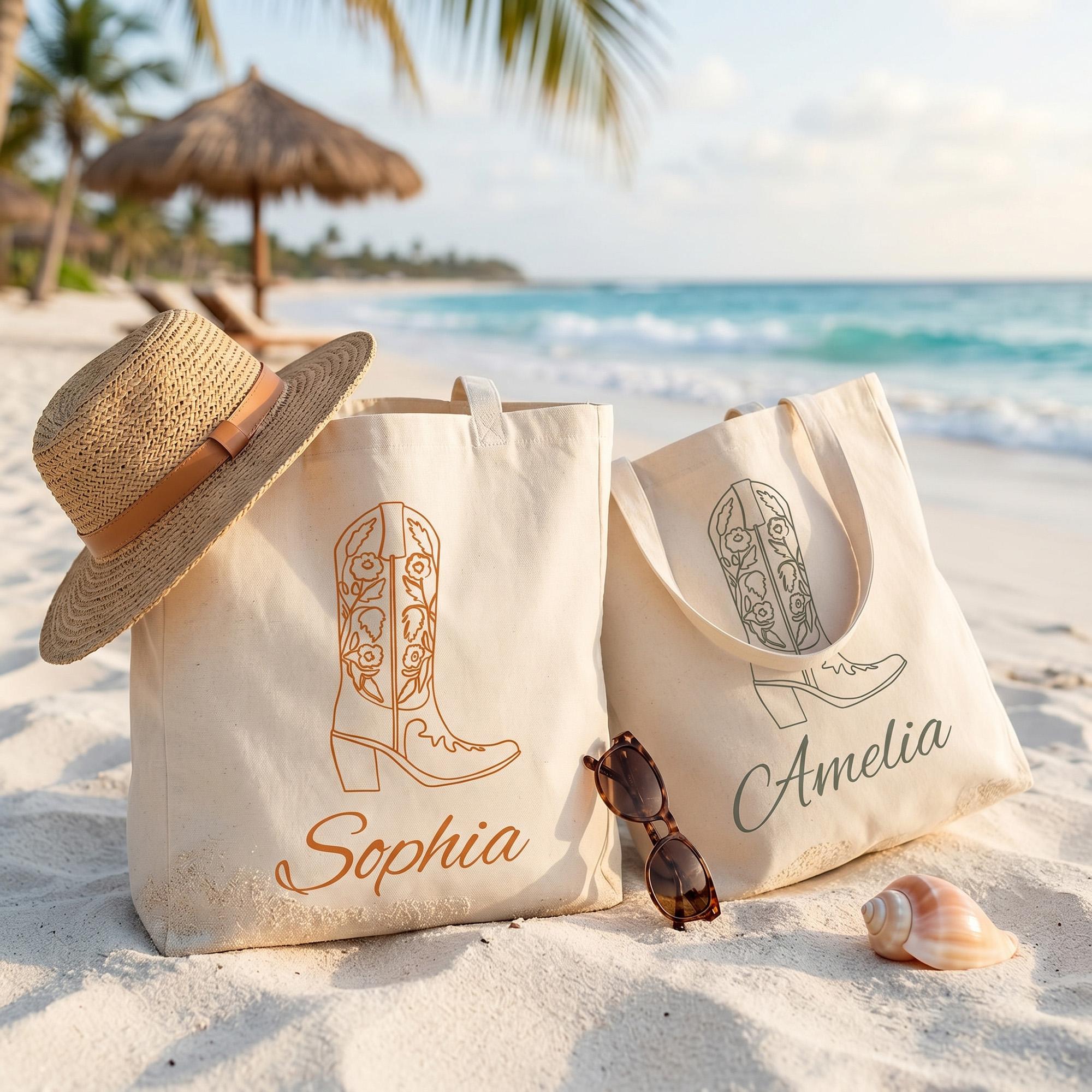 Personalized Western Bachelorette Tote Bag Reusable Canvas Welcome Bag for Bridesmaids Bride Aesthetic Coastal Cowgirl Party Favor Nashville Girls Trip Last Rodeo Custom Name Gift Hangover Kit Goodie Bag 3