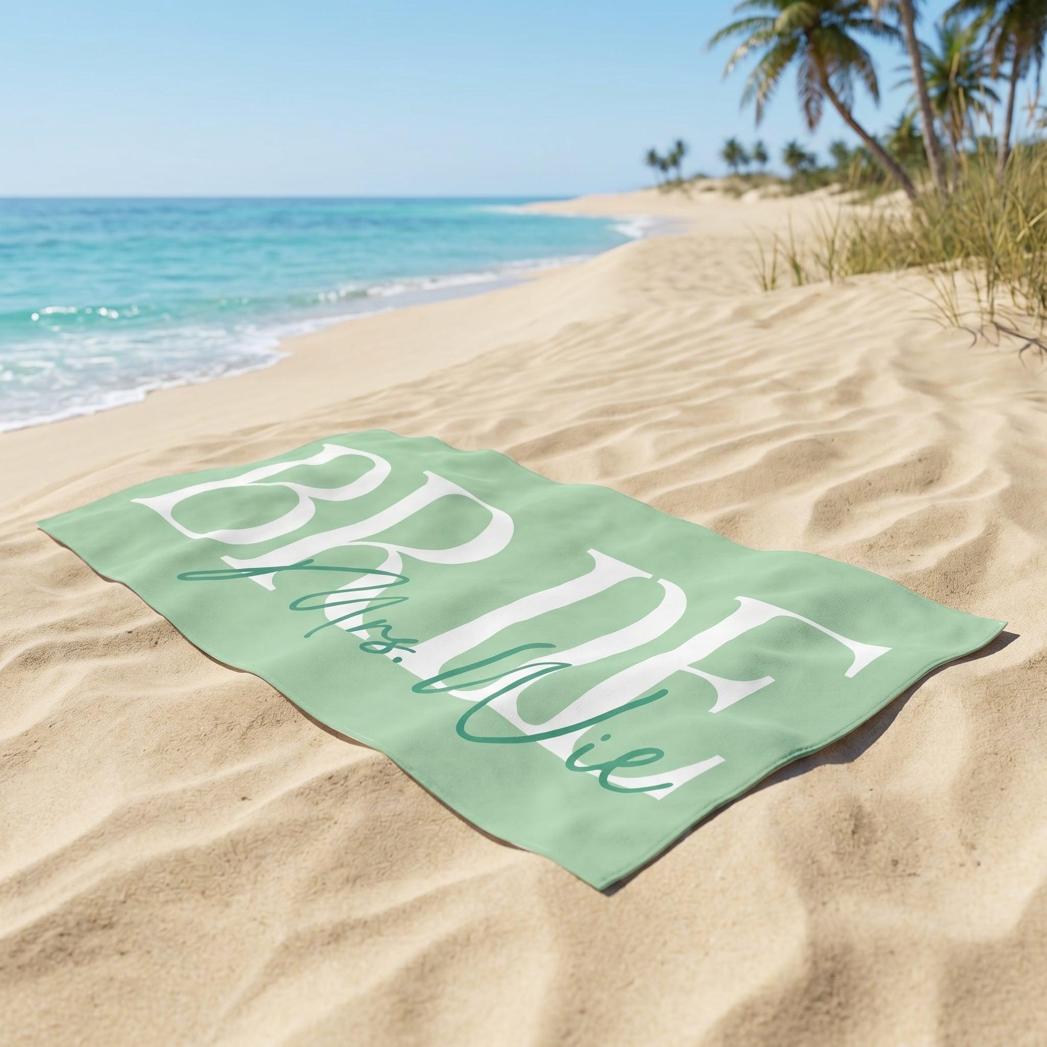 Personalized Bride Beach Towels Custom Name Pool Towel For Women Brides Coastal Preppy Chic Aesthetic Light Blue Sand Free Microfiber Honeymoon Bachelorette Trip Bridal Shower Gift Summer Vacation Beach Holiday Summervibes Essentials 3