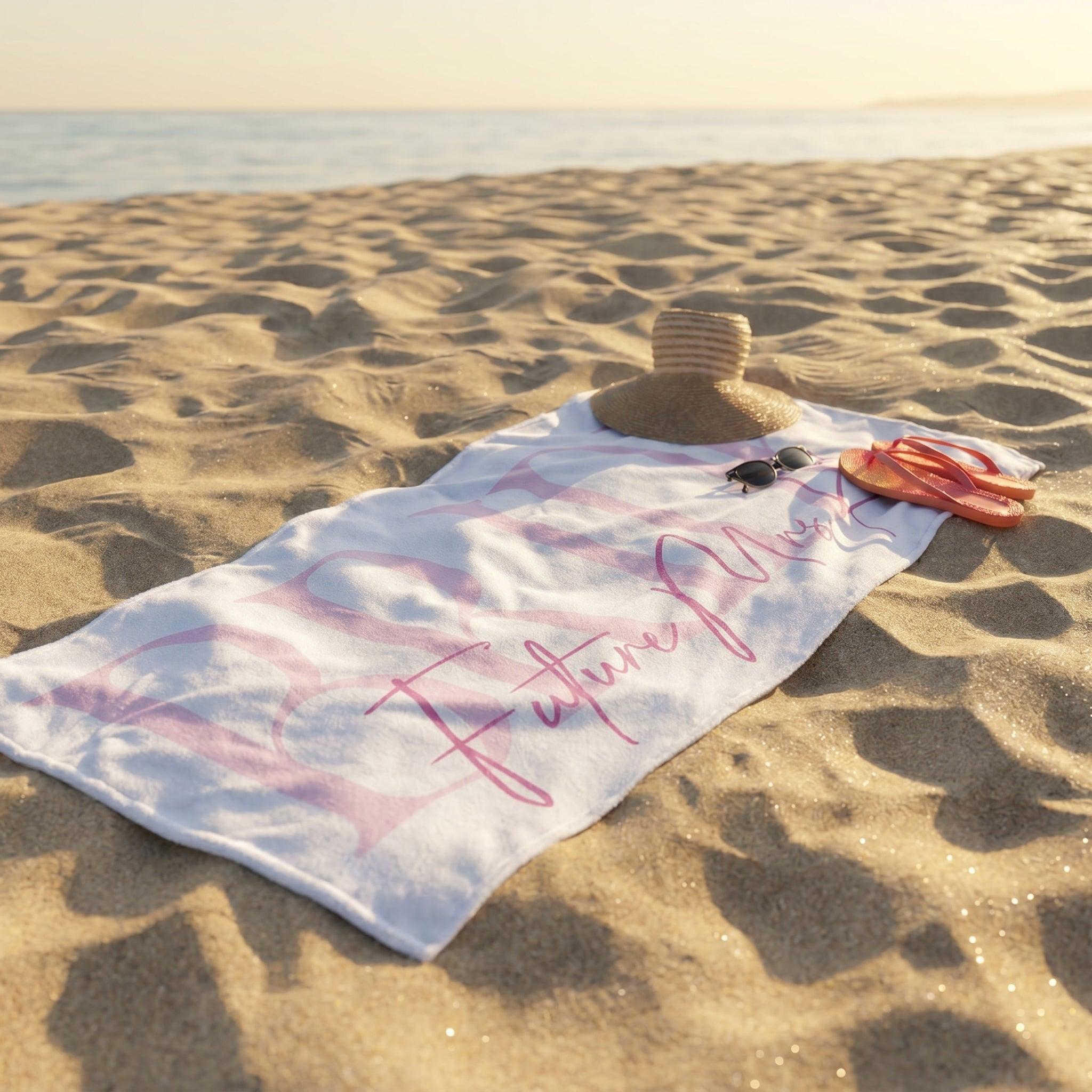 Personalized Bride Beach Towels Custom Name Pool Towel For Women Brides Coastal Preppy Chic Aesthetic Light Blue Sand Free Microfiber Honeymoon Bachelorette Trip Bridal Shower Gift Summer Vacation Beach Holiday Summervibes Essentials 4