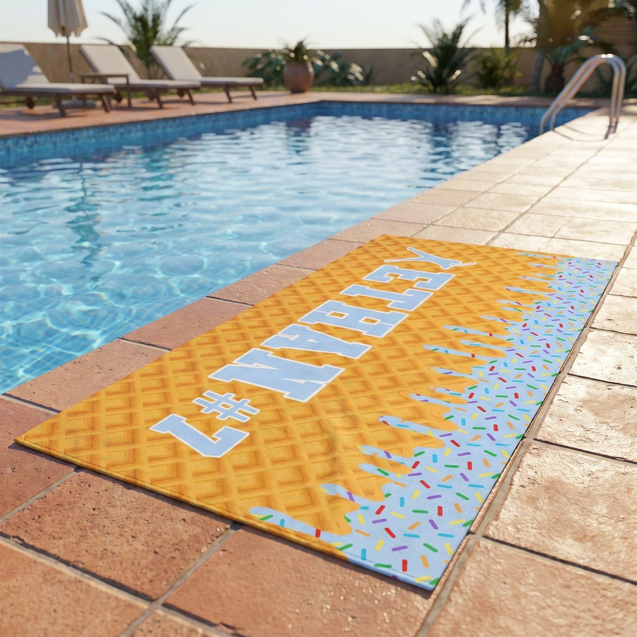 Custom Personalized Ice Cream Drip Baseball Beach Matching Towel For Boys Youth Fun Aesthetic Pink Waffle Cone Pool Towel Microfiber Sports Team Gift With Custom Kid Name Number Print Summervibes Vacation Summerwins Beach Holiday Gifts 3