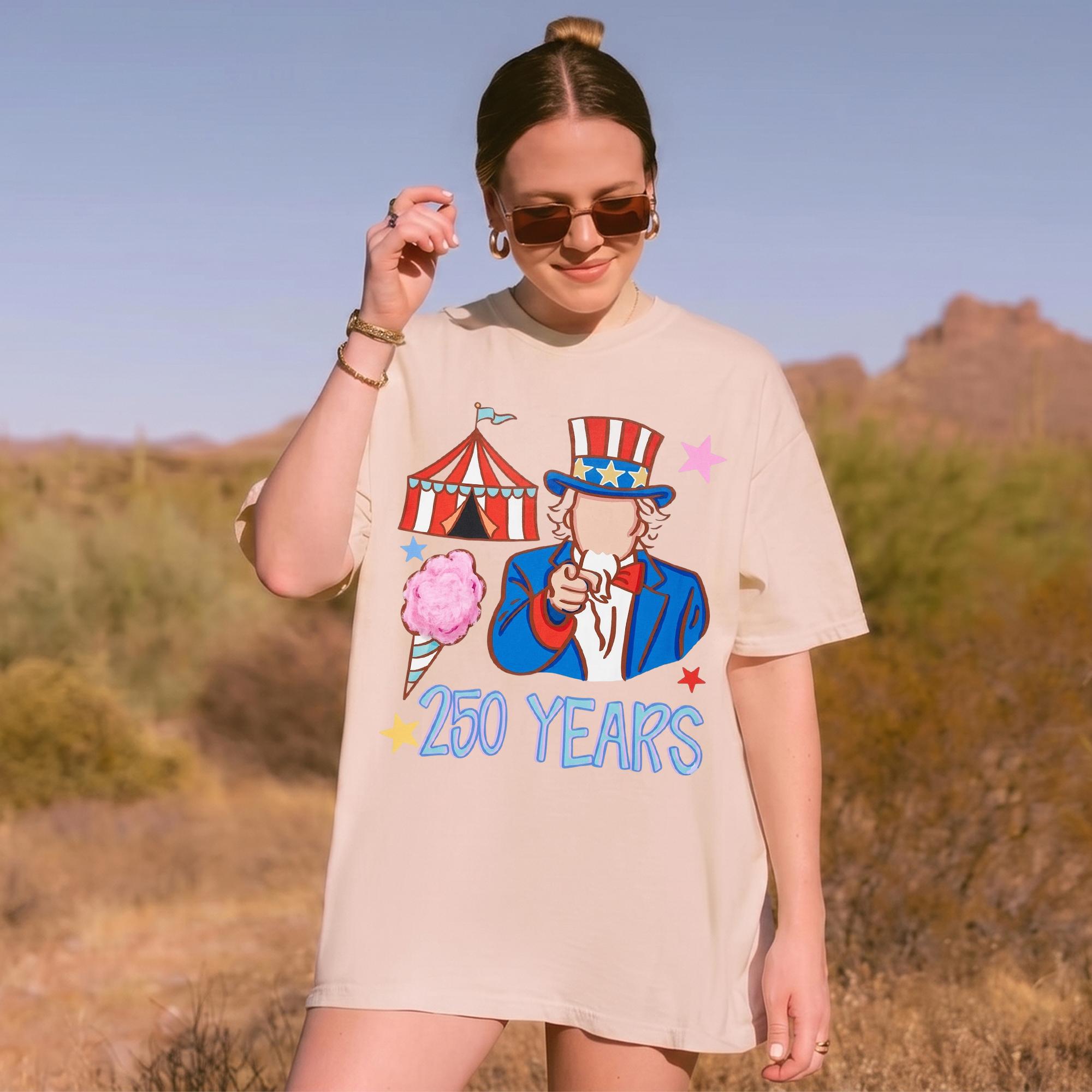 Vintage Uncle Sam Patriotic 4th of July Graphic T-Shirt America 250 Years Semiquincentennial Independence Day Oversized Tee Cute USA Flag Star Retro Graphic Pink Shirt Women Top 4