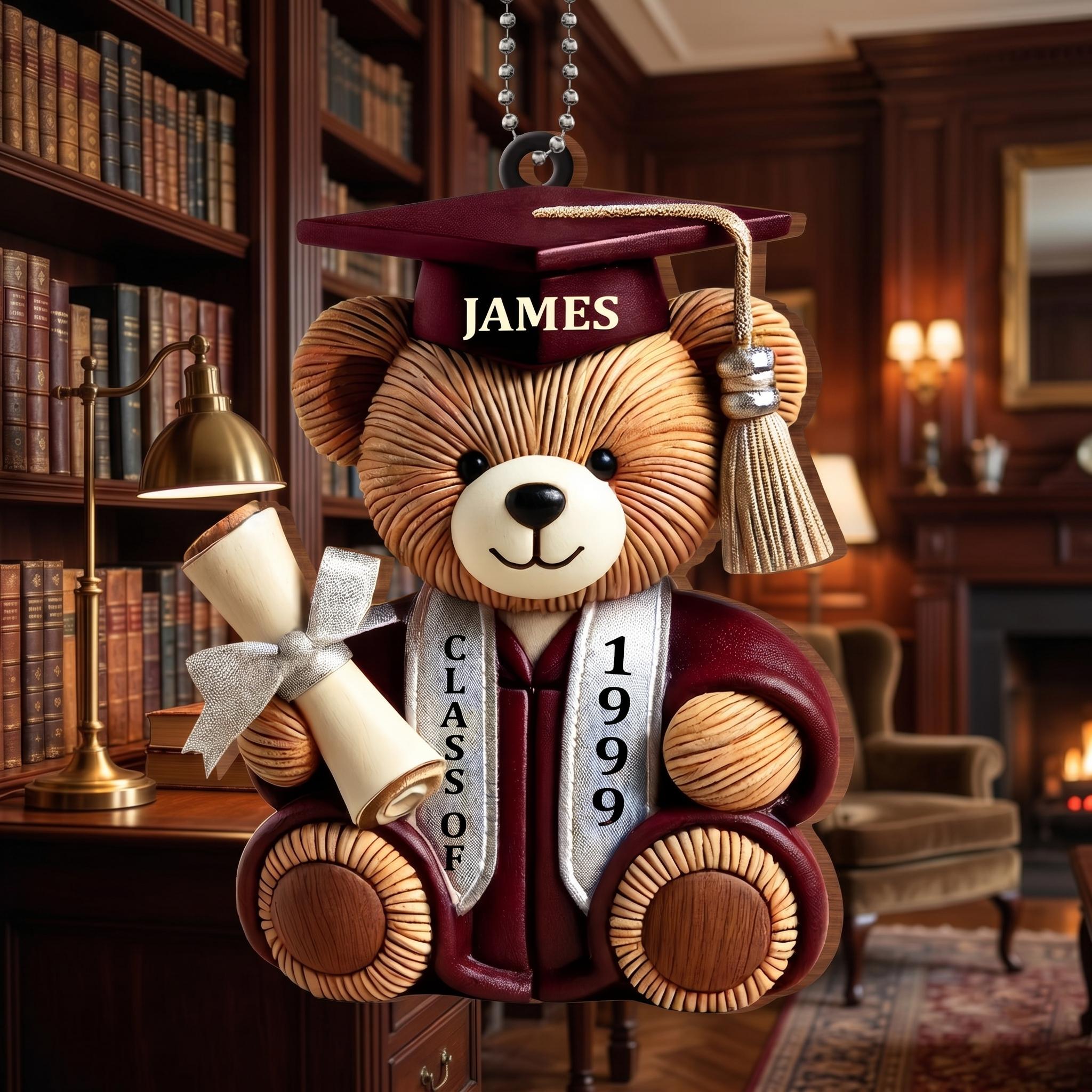 Bear Acrylic Keychain, Class of 2026 Graduation Gift, Personalized Name Graduation Bear, Custom Year Keepsake Keychain, Unique Graduation Gift For Him Her 3