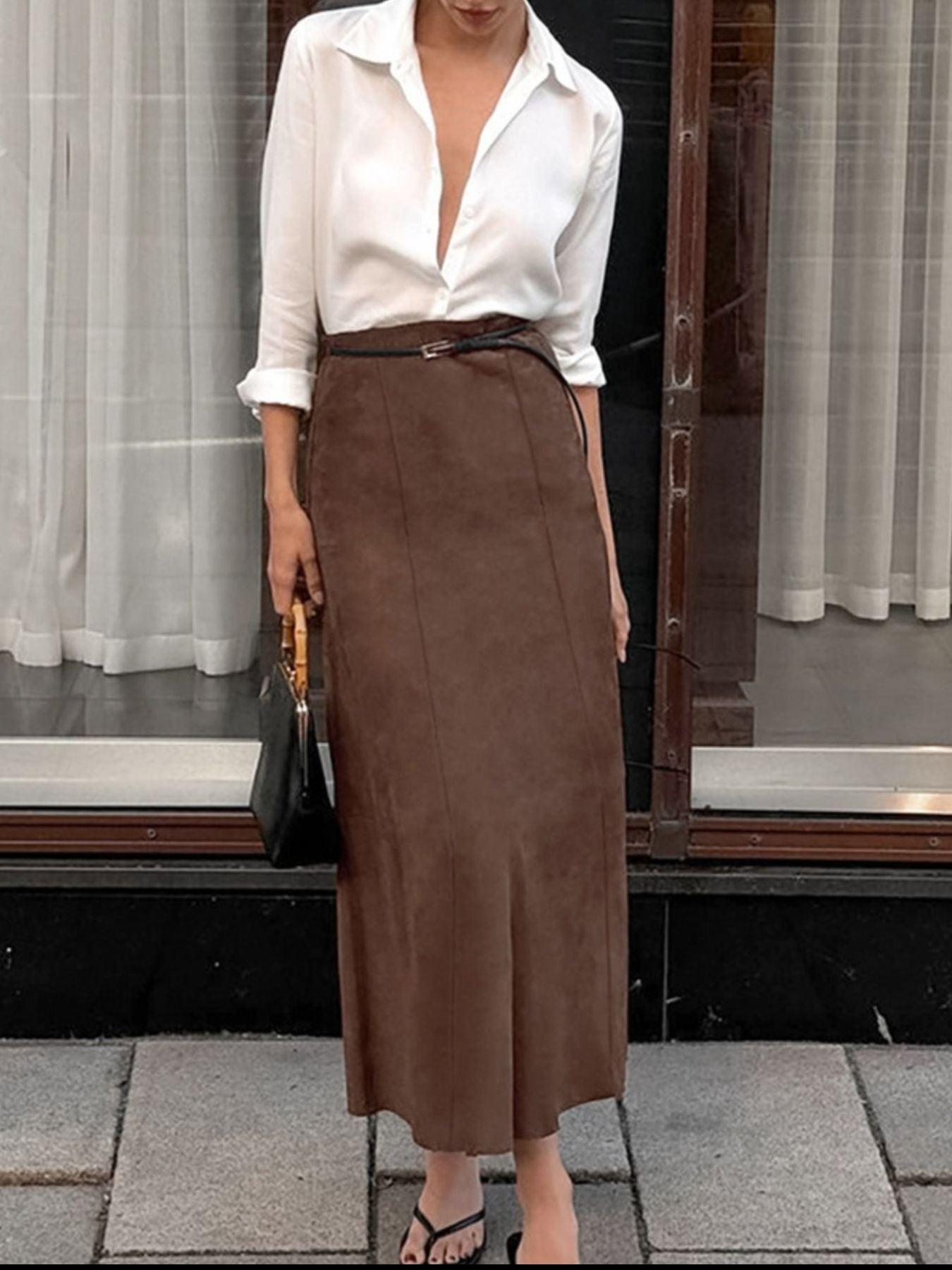 Suede Midi Skirt 3