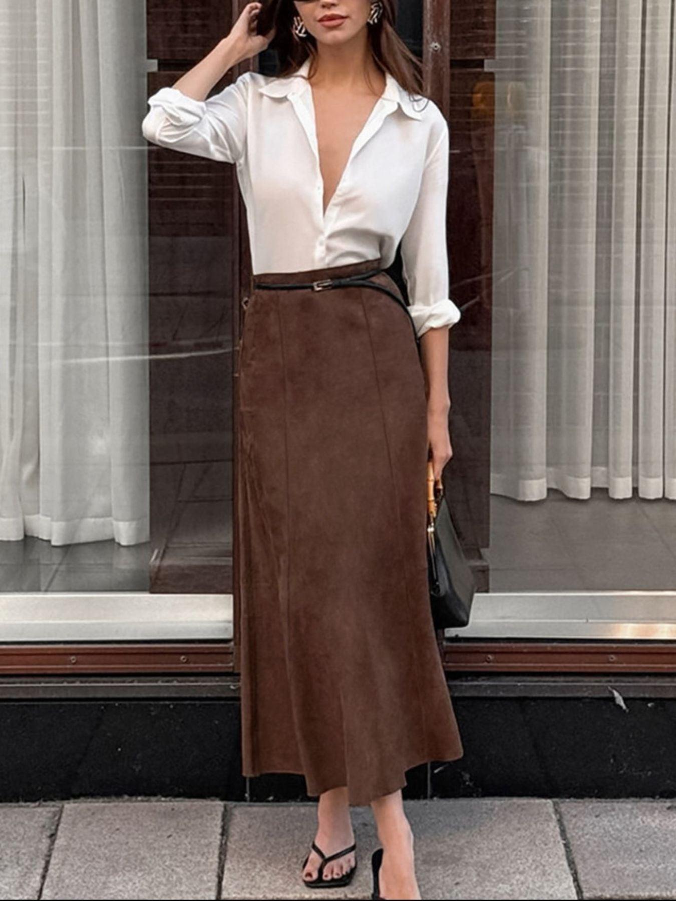 Suede Midi Skirt 4